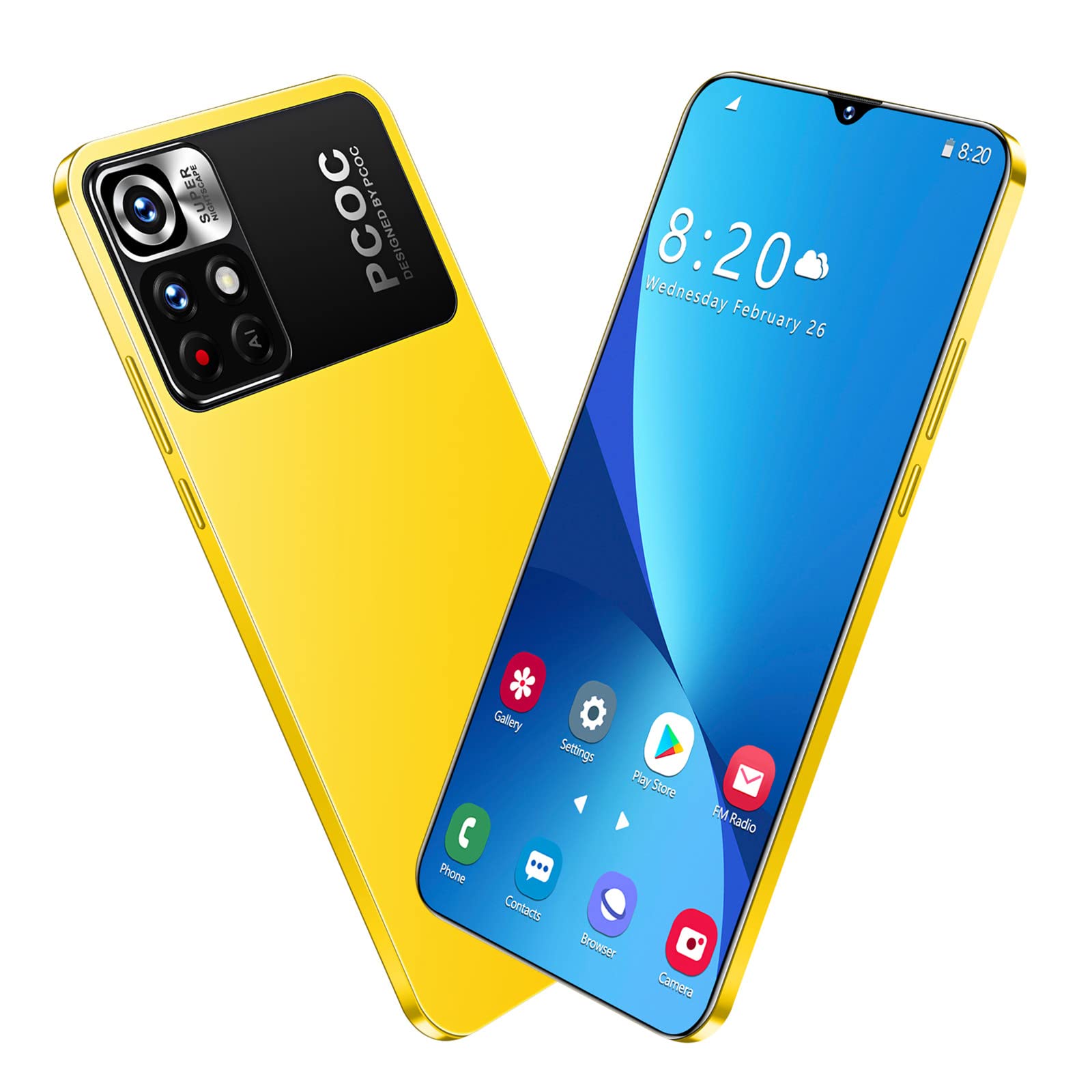 Unlocked Android 8.1 Smartphone - 6.3 Inch HD Full Screen, Dual SIM, 1GB RAM + 8GB ROM, Yellow | Perfect for Travel, Business & Everyday Use