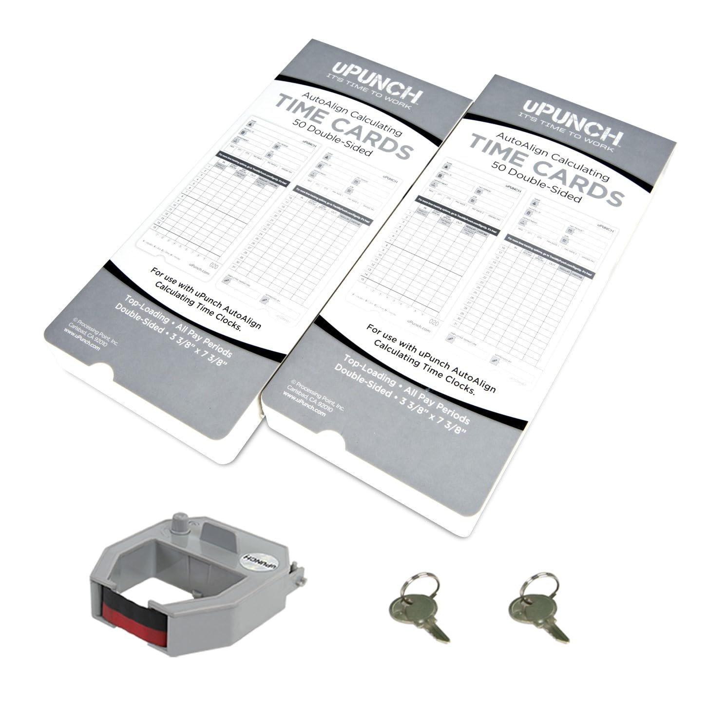 uPunch HN2500 Employee Time Clock System - Automatic Time Tracking with 100 Time Cards, Ribbon & Keys | Small Business Punch Clock Solution for Payroll, Attendance & Workforce Management | Office, Retail & Warehouse Use