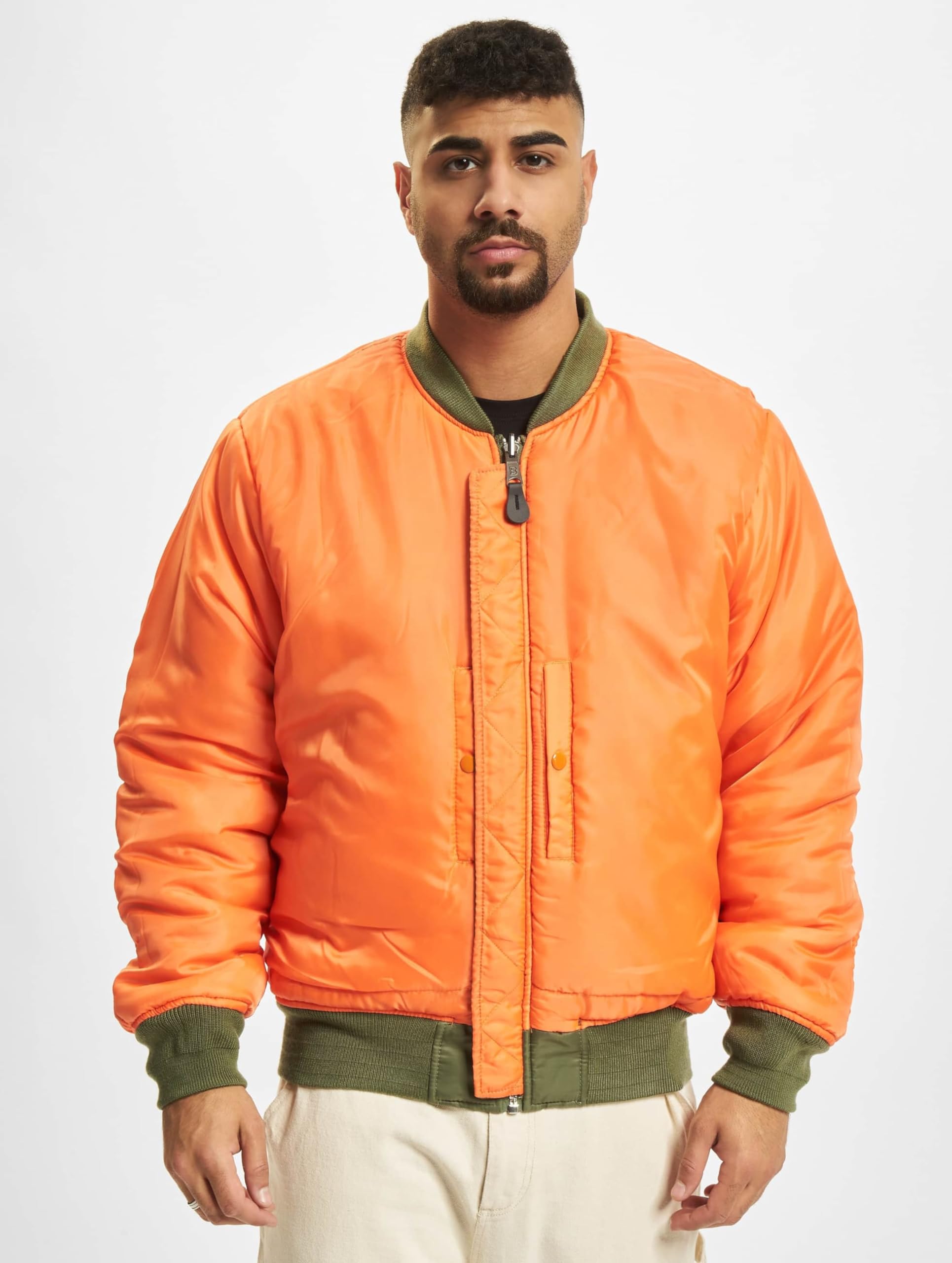 Brandit Men's MA-1 Bomber Jacket - Olive Green Military Flight Jacket for Men | Lightweight, Water-Resistant | Casual Wear, Street Style, Outdoor Adventures