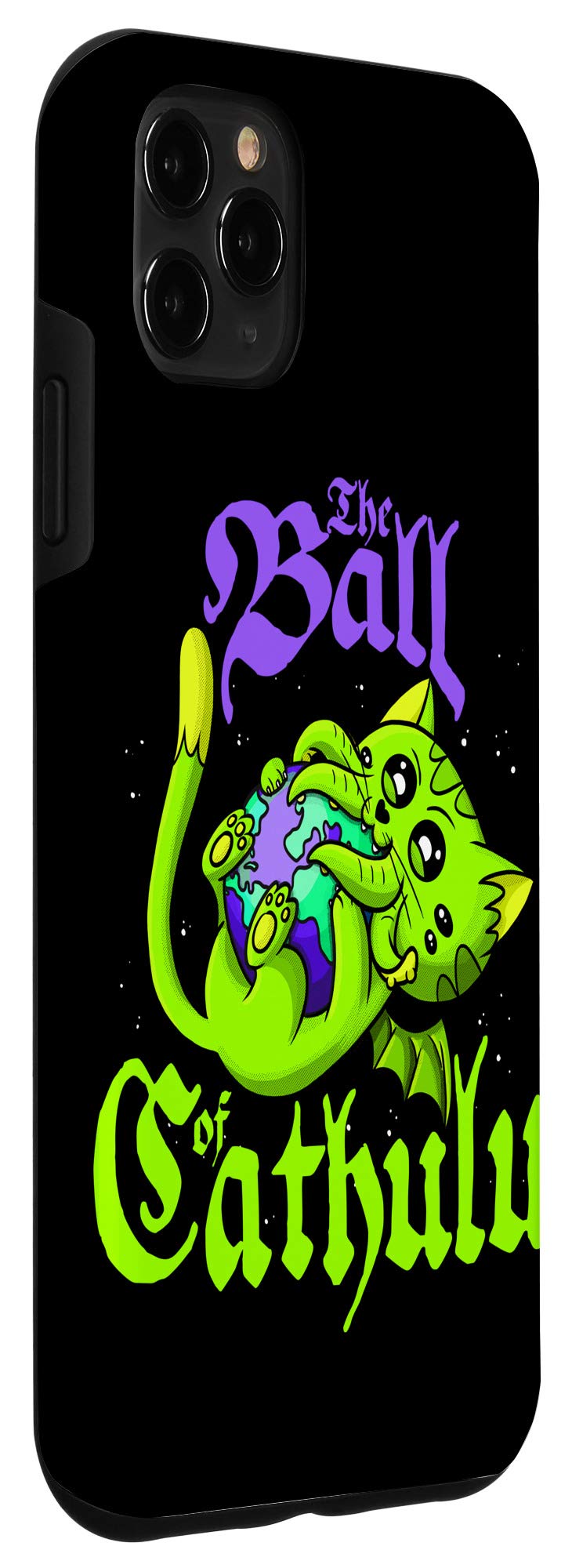 Cute Kawaii Cat Cthulhu iPhone 11 Pro Max Case - Ball of Cathulhu Eating The World Design - Protective Phone Cover for Women & Girls - Perfect for Anime Fans, Halloween & Cosplay