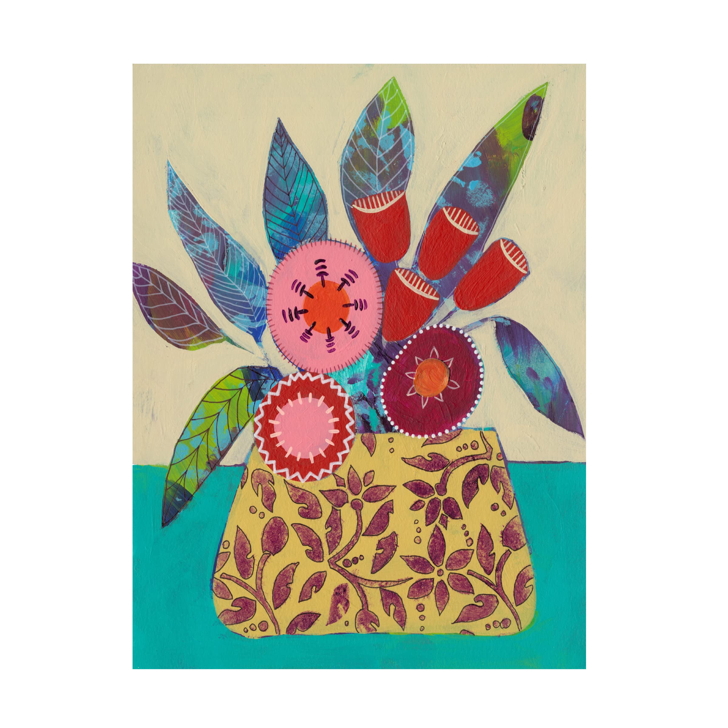 Bohemian Floral I Canvas Wall Art by Regina Moore - Handmade Floral Painting for Living Room, Bedroom & Office Decor
