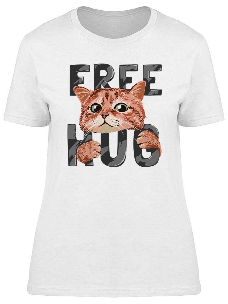 Smartprints Free Hug Cat T-Shirt for Women - Cute Graphic Tee with Cat Design - Perfect for Casual Wear, Weekend Outfits & Cat Lovers