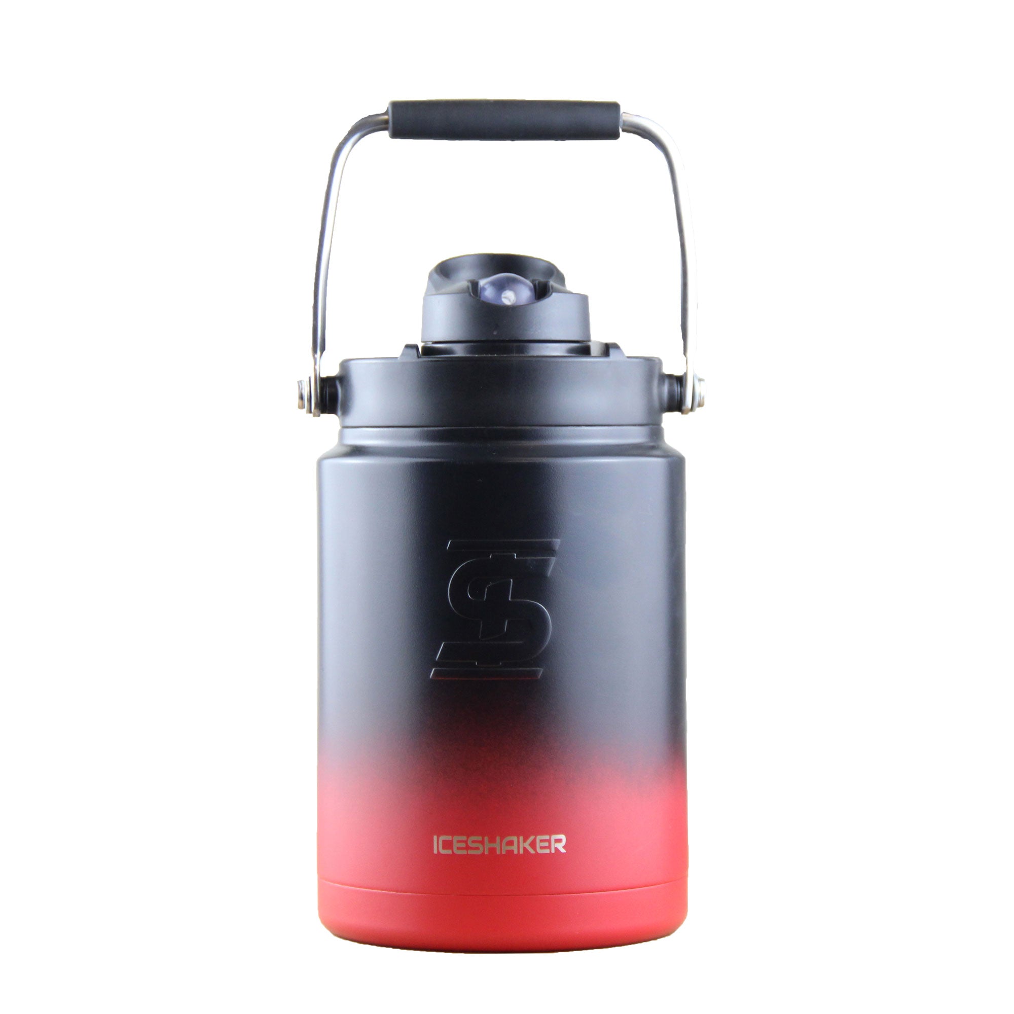 FIT2SERVE Half Gallon Water Bottle with Straw - Red Black Ombre Insulated Jug for Hydration at Gym, Hiking & Work | BPA-Free Leak Proof Sports Bottle