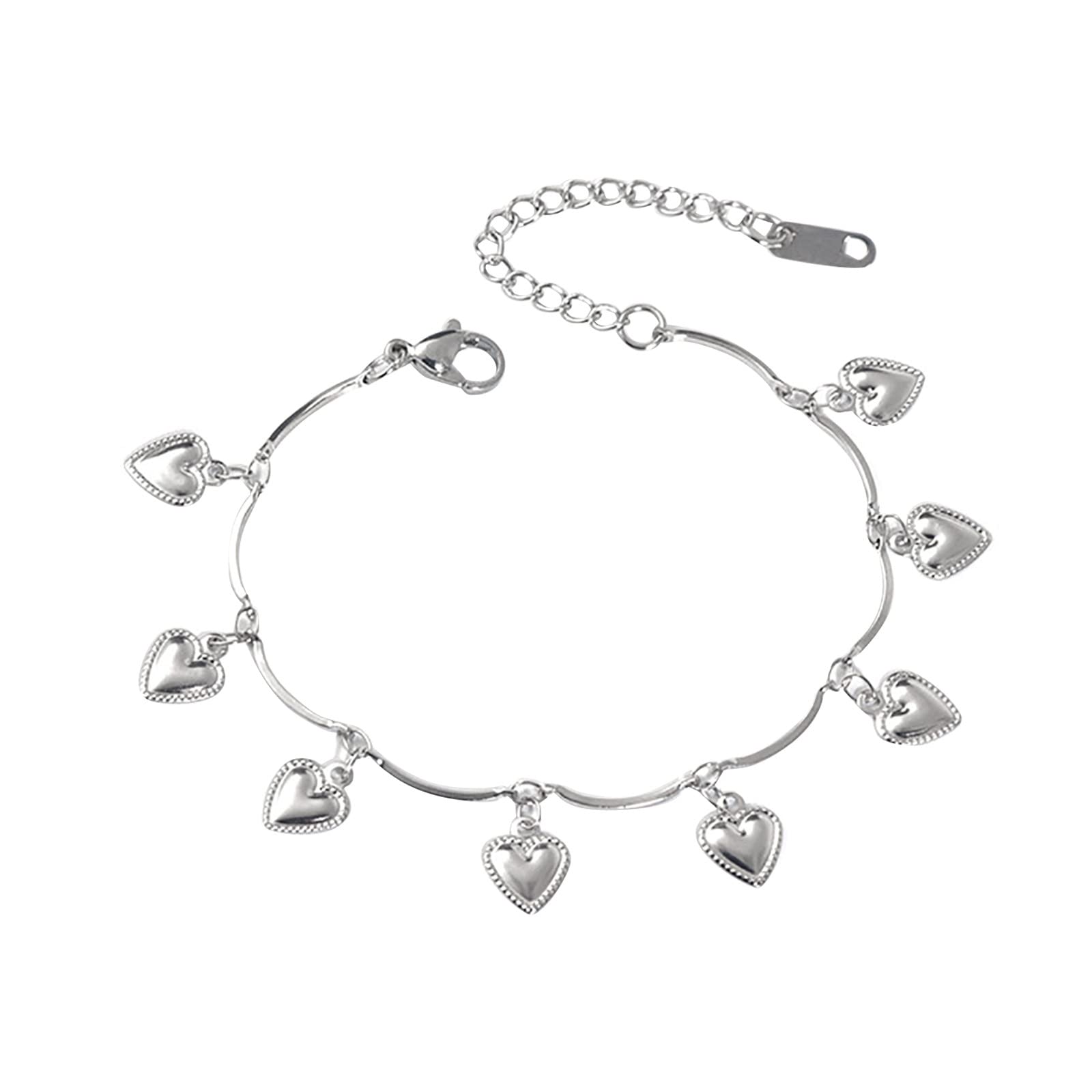 Heart Shaped Stainless Steel Bracelet for Women - Elegant Navy Blue Jewelry Set with Silver Charm Bangle, Perfect for Valentine's Day Gifts, Anniversary Presents & Everyday Fashion Accessories (One Size)