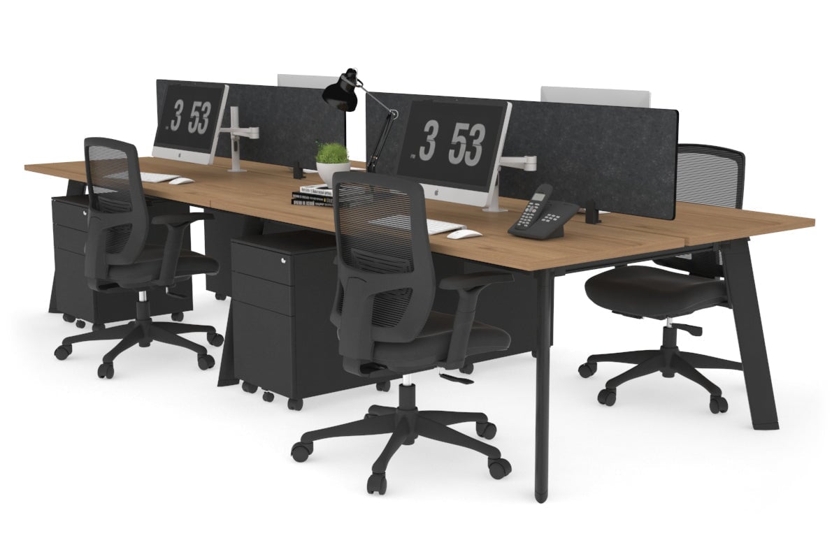 4-Person Workstation with Black Frame - 1200L x 700W Office Desk for Team Collaboration & Productivity | Perfect for Open Offices, Coworking Spaces & Home Offices