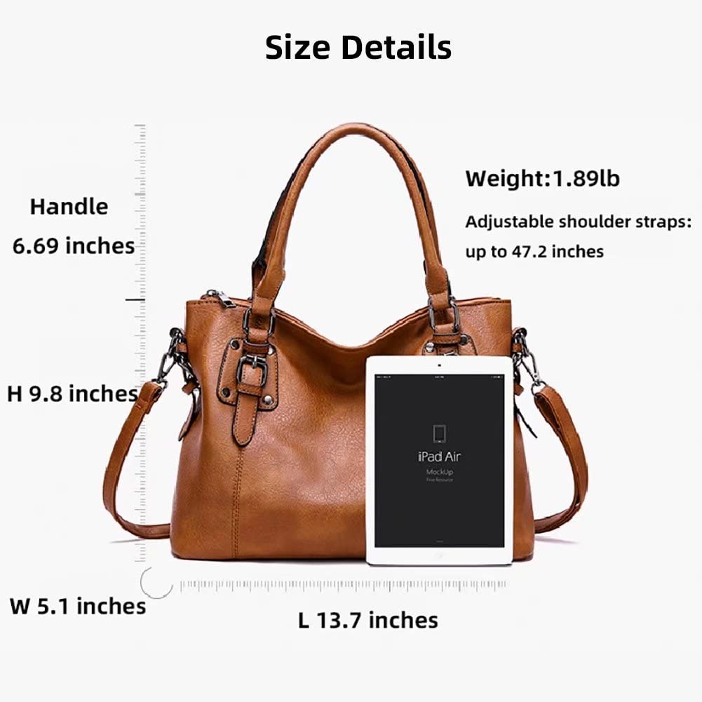 Stylish Large Tote Shoulder Bag for Women - Genuine PU Leather Handbag with Top Handle & Crossbody Strap - Perfect for Work, Travel, Commute & Daily Use