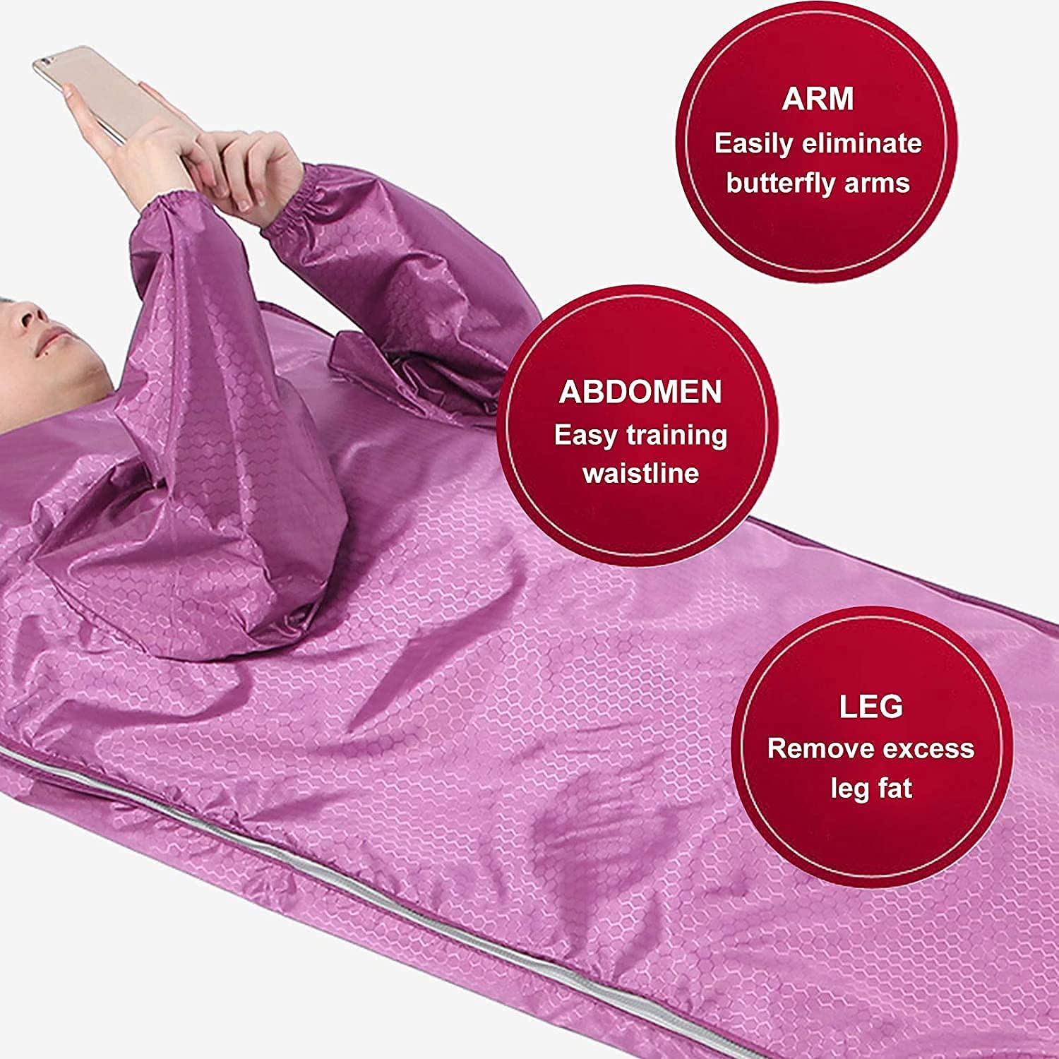 ZZMFORE Far Infrared Sauna Blanket with 2-Zone Heating - Portable Home Spa Device for Relaxation, Detox & Weight Loss - Purple Sauna Slimming Blanket for Home Use, Yoga & Post-Workout Recovery