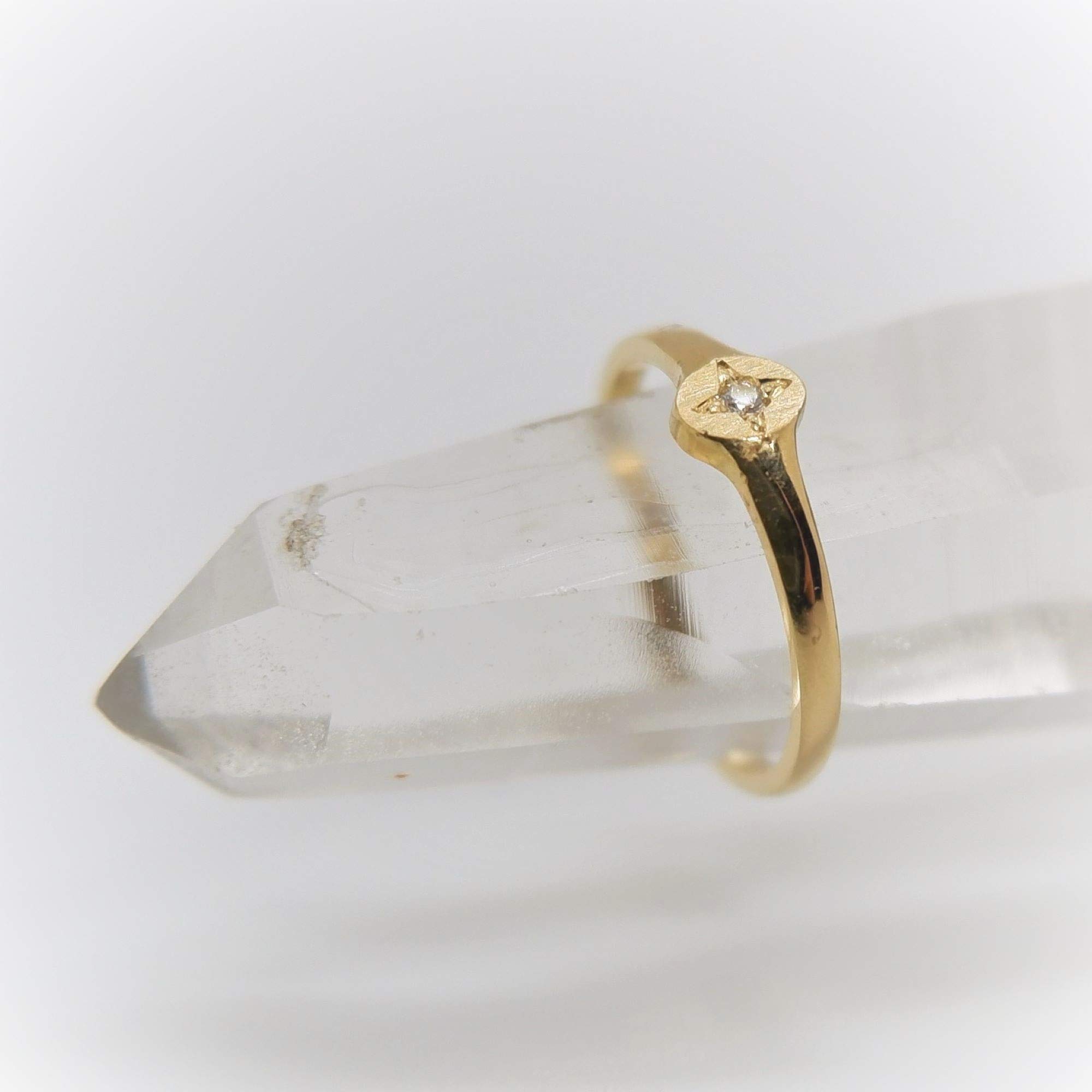 Handmade 18K Solid Gold & Real Diamond Baby Signet Ring - Newborn Size for Boys & Girls | Perfect Christening Gift, First Birthday Keepsake & Special Occasion Jewelry