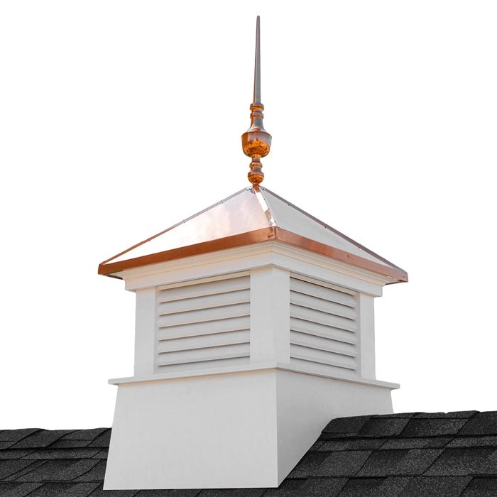 30 Square Manchester Vinyl Cupola with Victoria Finial - Weatherproof Roof Ventilation for Home & Garden Decoration | Perfect for Sheds, Gazebos & Outdoor Structures