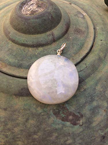 Natural Round Moonstone Silver Pendant Necklace - Tiny Boho Spiritual Jewelry Gift for Women - Perfect for Meditation, Yoga & Everyday Wear