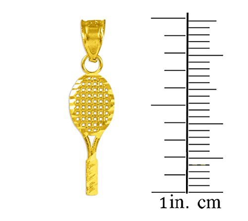 14K Yellow Gold Tennis Racquet Charm Pendant Necklace for Women - Elegant Sports Jewelry Gift for Tennis Lovers, Players & Coaches - Perfect for Matches, Training & Casual Wear