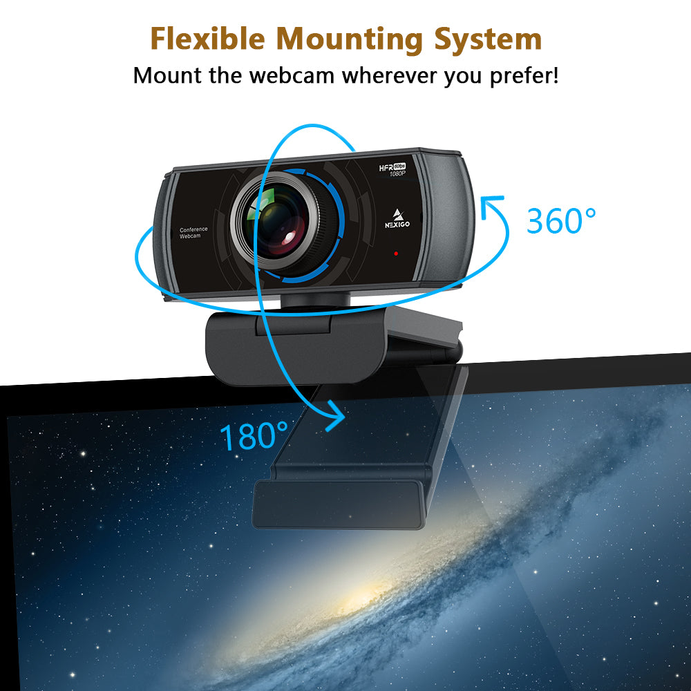 NexiGo N980P 1080P HD Webcam with 60fps, Built-in Microphone & Auto Light Correction - Perfect for Zoom Meetings, Online Classes, Live Streaming & Video Conferencing