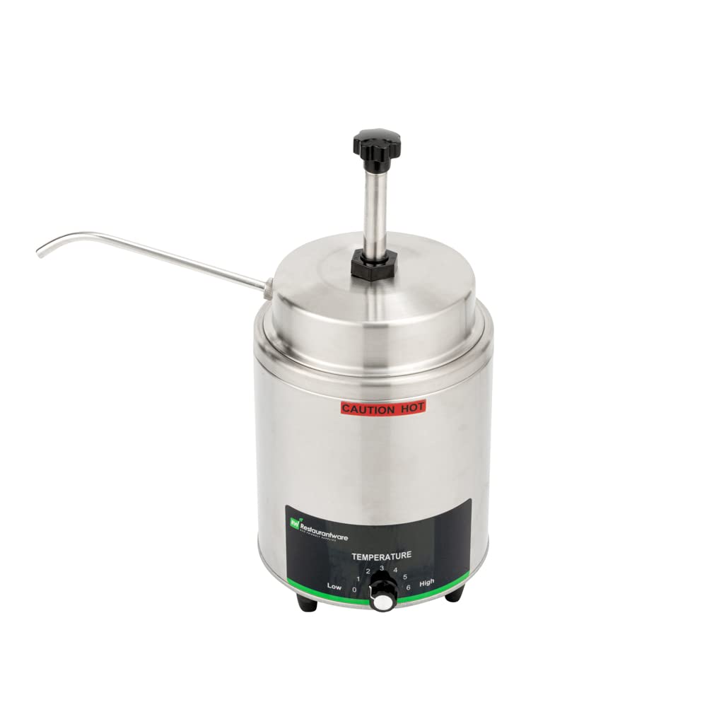 Restaurantware Hi Tek Electric Sauce Dispenser Pump - 3.5-Qt Stainless Steel Condiment Pump with 7 Temperature Settings & Spout | Perfect for Restaurants, Catering, and Home Kitchens