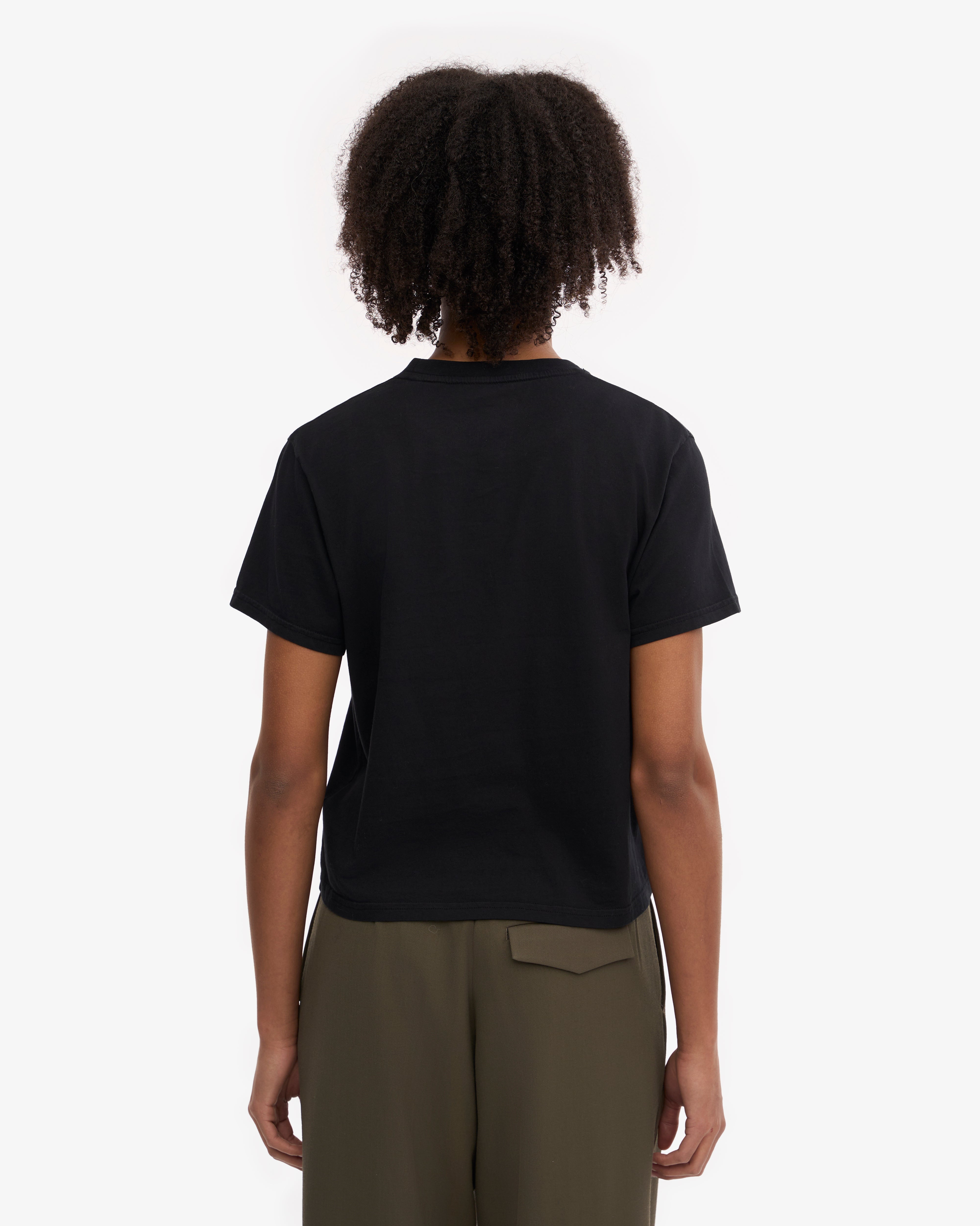 Organic Boxy Crop Tee - Deep Black | Women's Casual Short Sleeve T-Shirt | Perfect for Yoga, Streetwear & Everyday Comfort