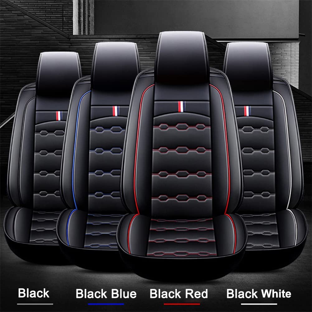 Premium Front & Rear Seat Covers for Ford Crown Victoria - Luxury PU Leather, Breathable & Comfortable (Black & White) - Perfect for Daily Commute, Road Trips & Car Protection