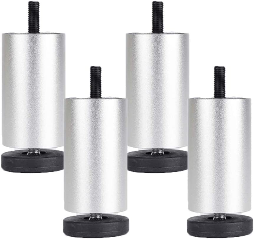Adjustable Metal Table Legs - 4pcs Aluminum Alloy Round Furniture Feet for Sofa, Desk, Bed & Cabinets (12cm, Silver) - Durable Replacement Risers for Home & Office Furniture Upgrade