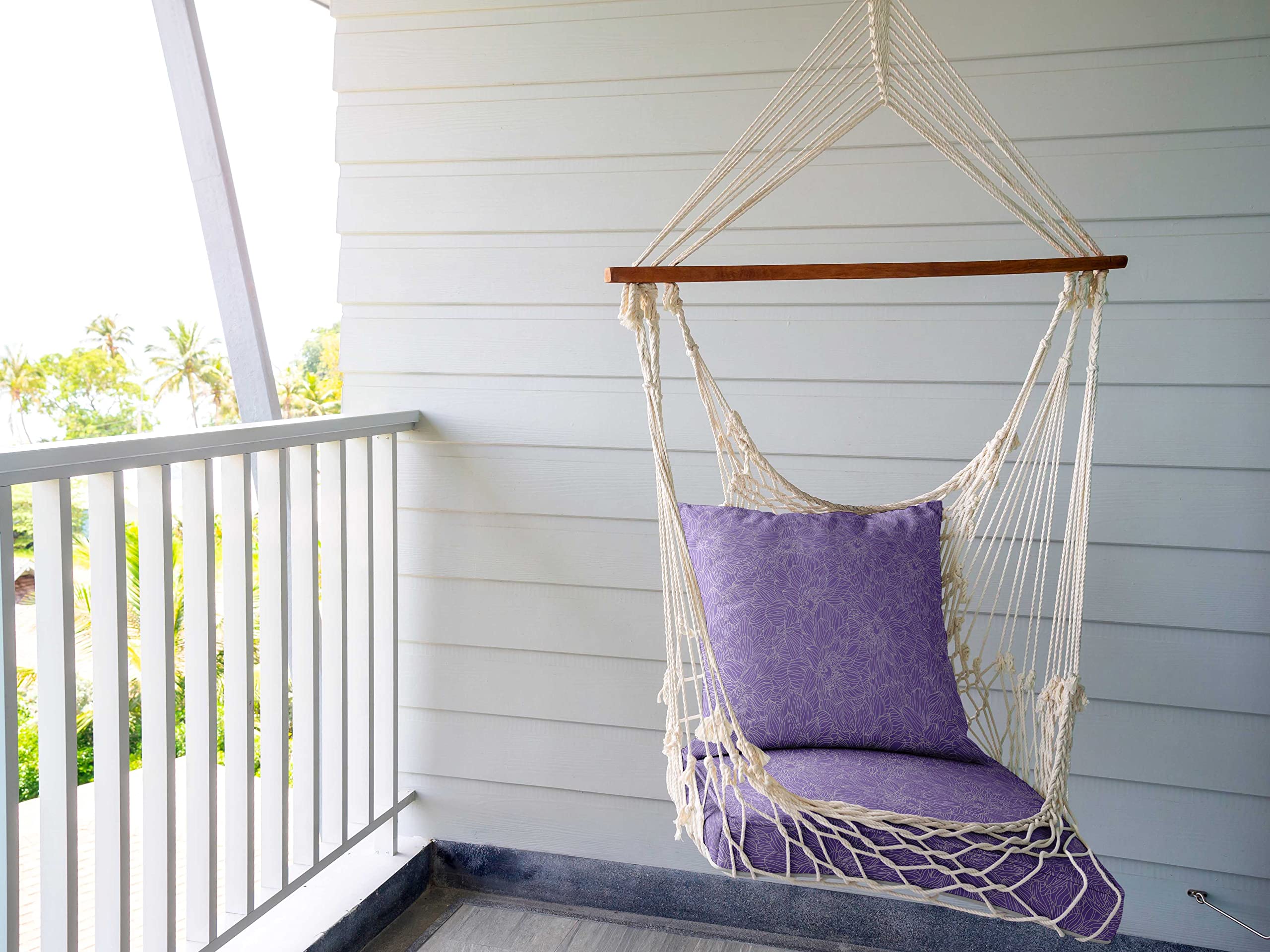 Printed Outdoor Deep Seat Patio Cushions Set - 2pc All-Weather Replacement Cushions (25x25x5 inches) in Dusty Violet - Perfect for Patio Furniture, Garden Chairs & Backyard Lounging