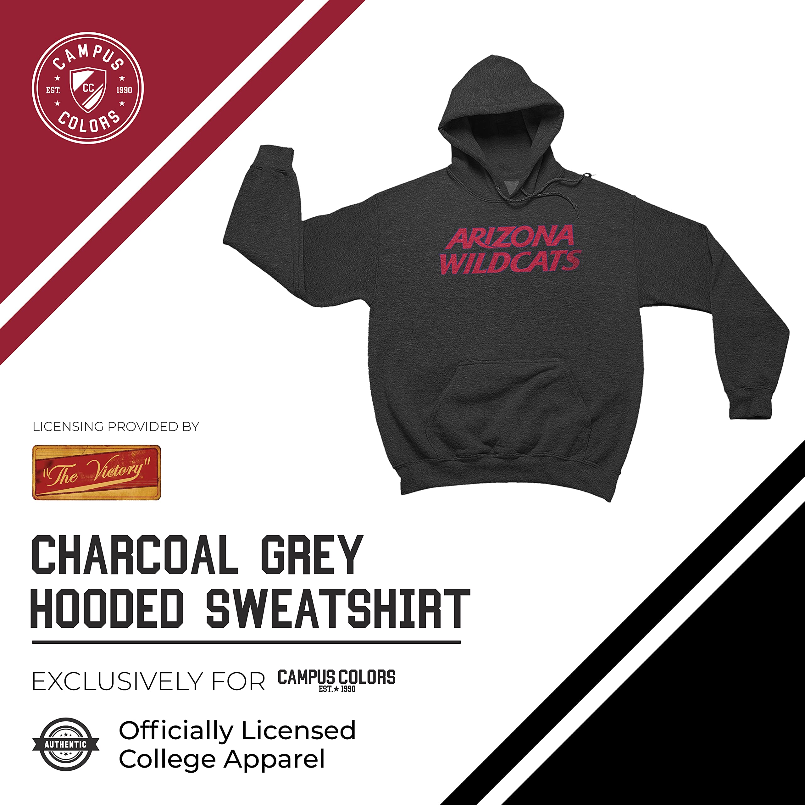 NCAA Adult Cotton Blend Charcoal Hooded Sweatshirt - Soft Ringspun Fabric, Comfortable Pullover for College Fans - Perfect for Game Day, Campus Wear & Casual Outfits