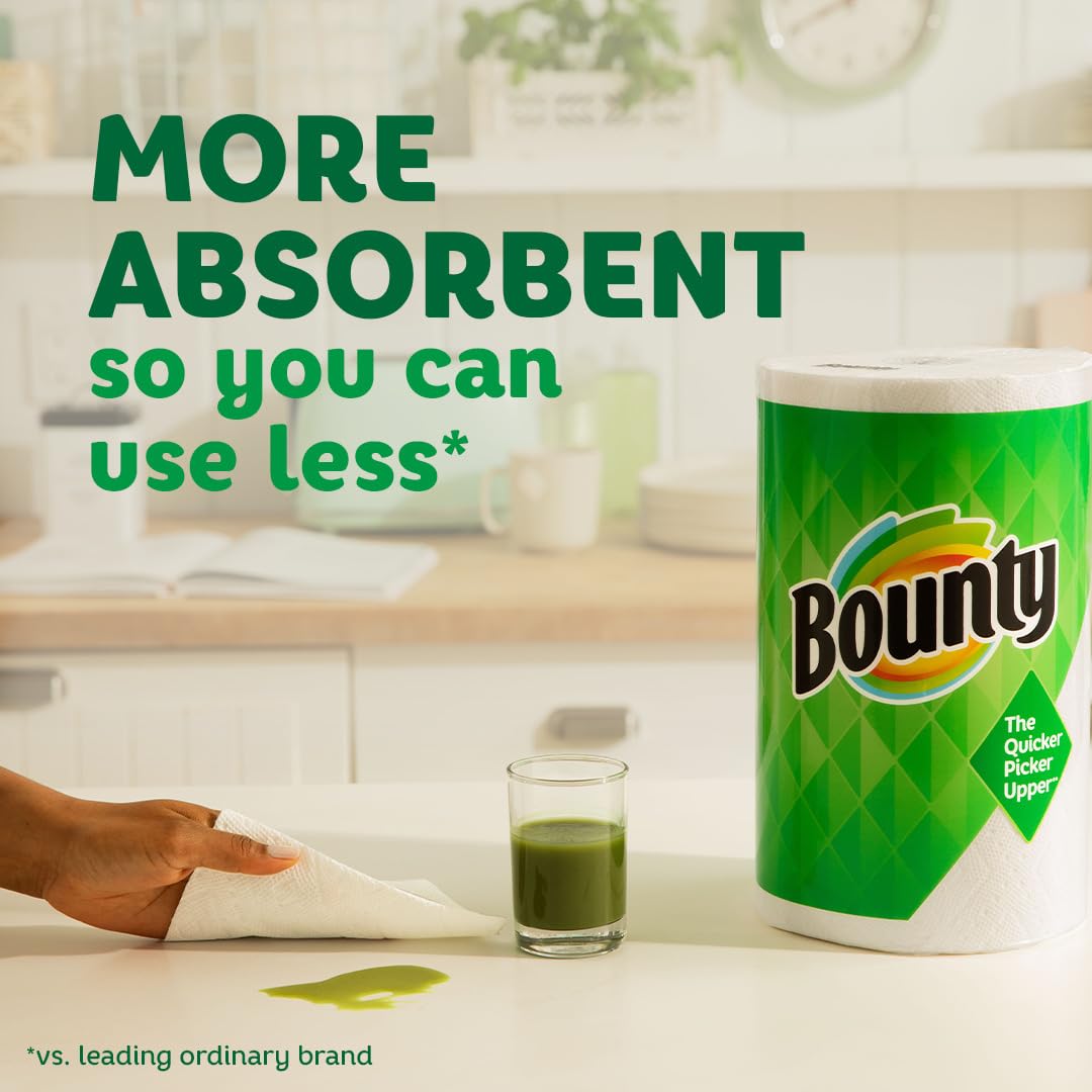 Bounty Full Sheet White Paper Towels, 2 Triple Rolls (Equals 6 Regular Rolls) - Super Absorbent & Strong for Kitchen, Cleaning & Household Use