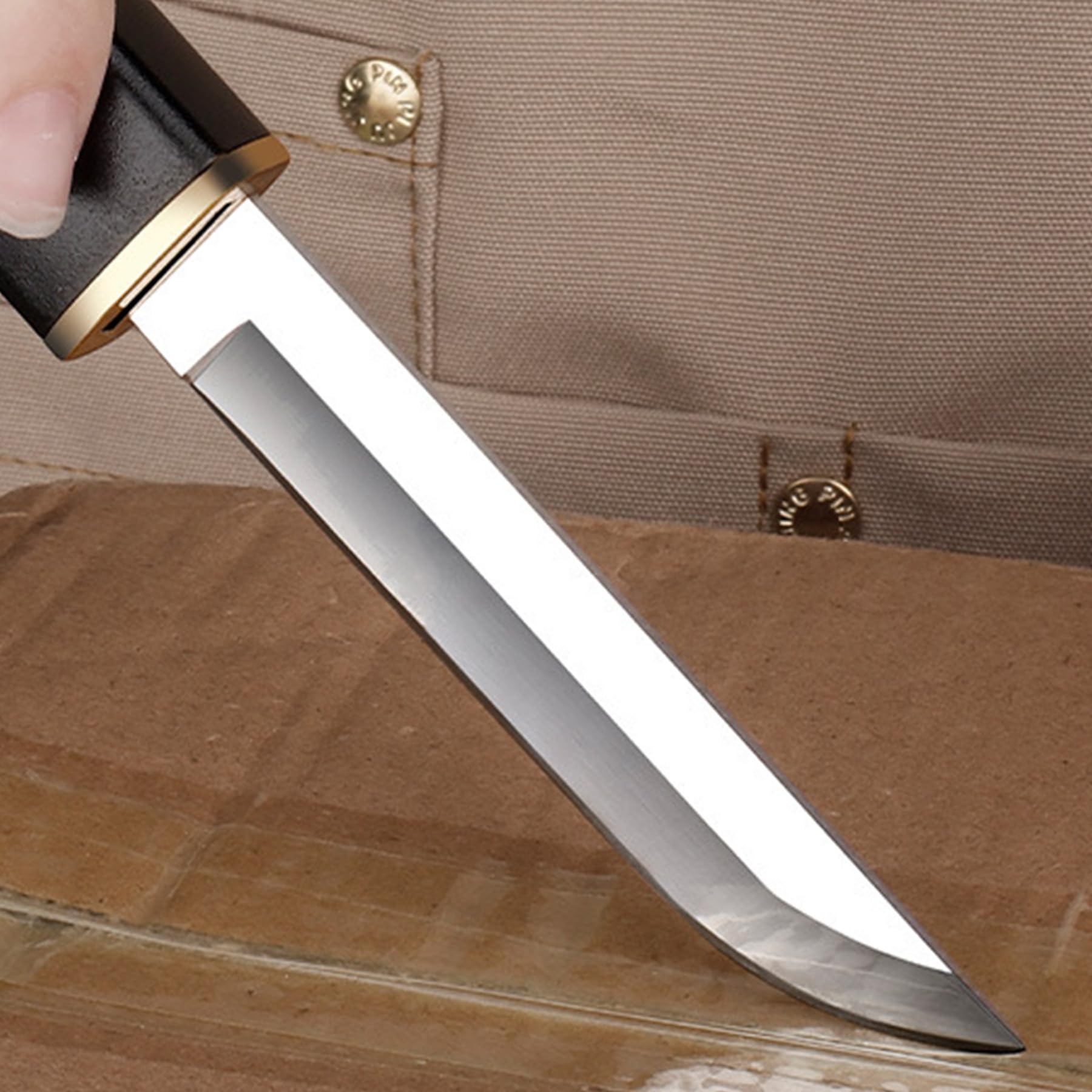 Ultra Sharp Stainless Steel Paring Knife Set - Portable Straight & Curved Fruit & Vegetable Peeling Knives for Kitchen, Camping, Outdoor Use (Brown)