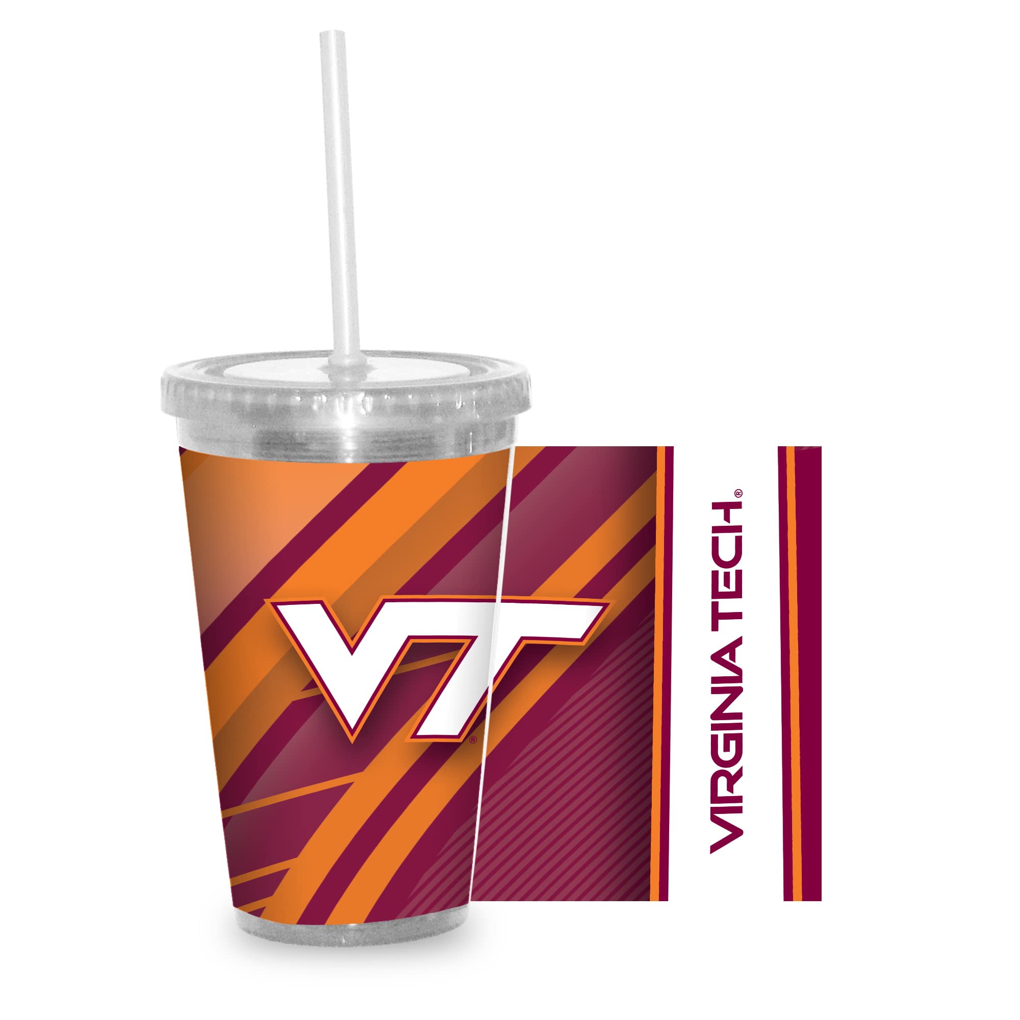 NCAA Team Color 16oz Clear Tumbler with Straw - Insulated Travel Cup for Sports Fans - Keeps Drinks Cold or Hot for 12 Hours - Perfect for Game Day, Tailgating & Office Use