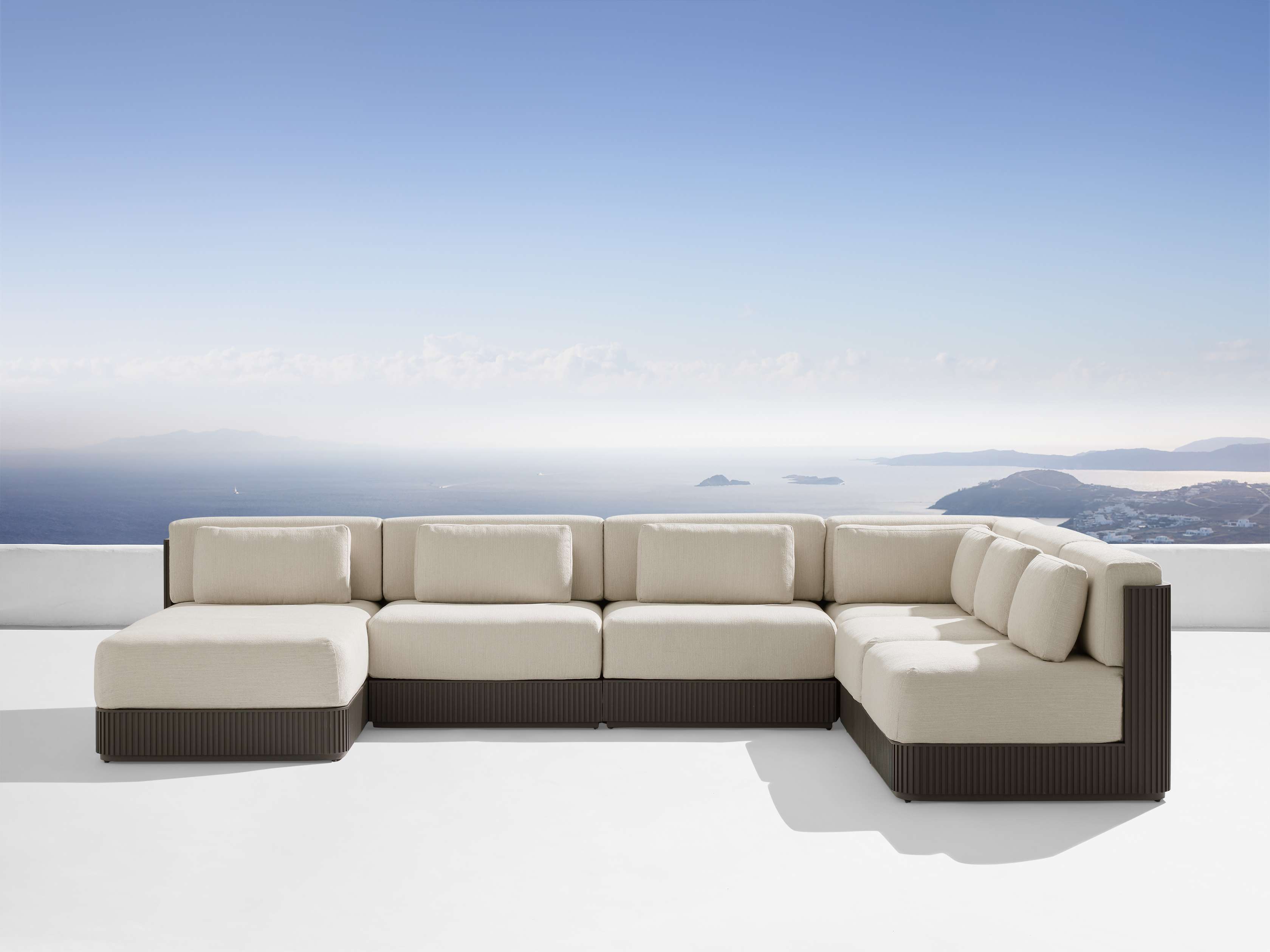 Beaumont Outdoor Aluminum 6-Piece Sectional Sofa Set with Chaise Lounge - Perfect for Patio, Garden, and Poolside Relaxation