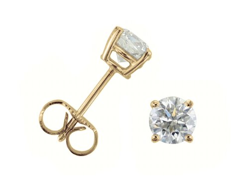 14K Yellow Gold Round Diamond Stud Earrings - 0.35 Carat Total Weight, I1 Clarity, Prime Quality Jewelry for Women - Perfect for Everyday Wear, Gift Giving & Special Occasions