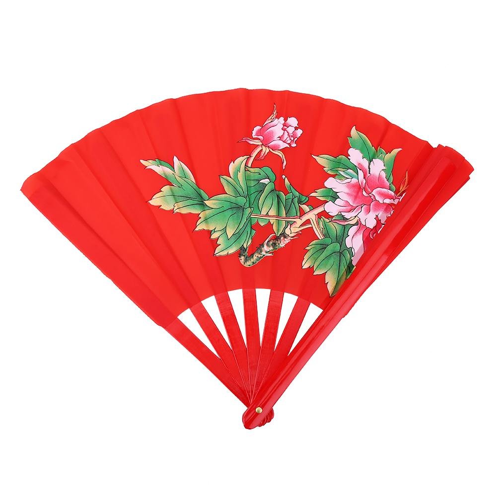 Tai Chi Fan - Handheld Silk Folding Fan for Martial Arts & Decoration | Right Hand Fan | Red | Perfect for Tai Chi Practice, Kung Fu Performances & Home Décor