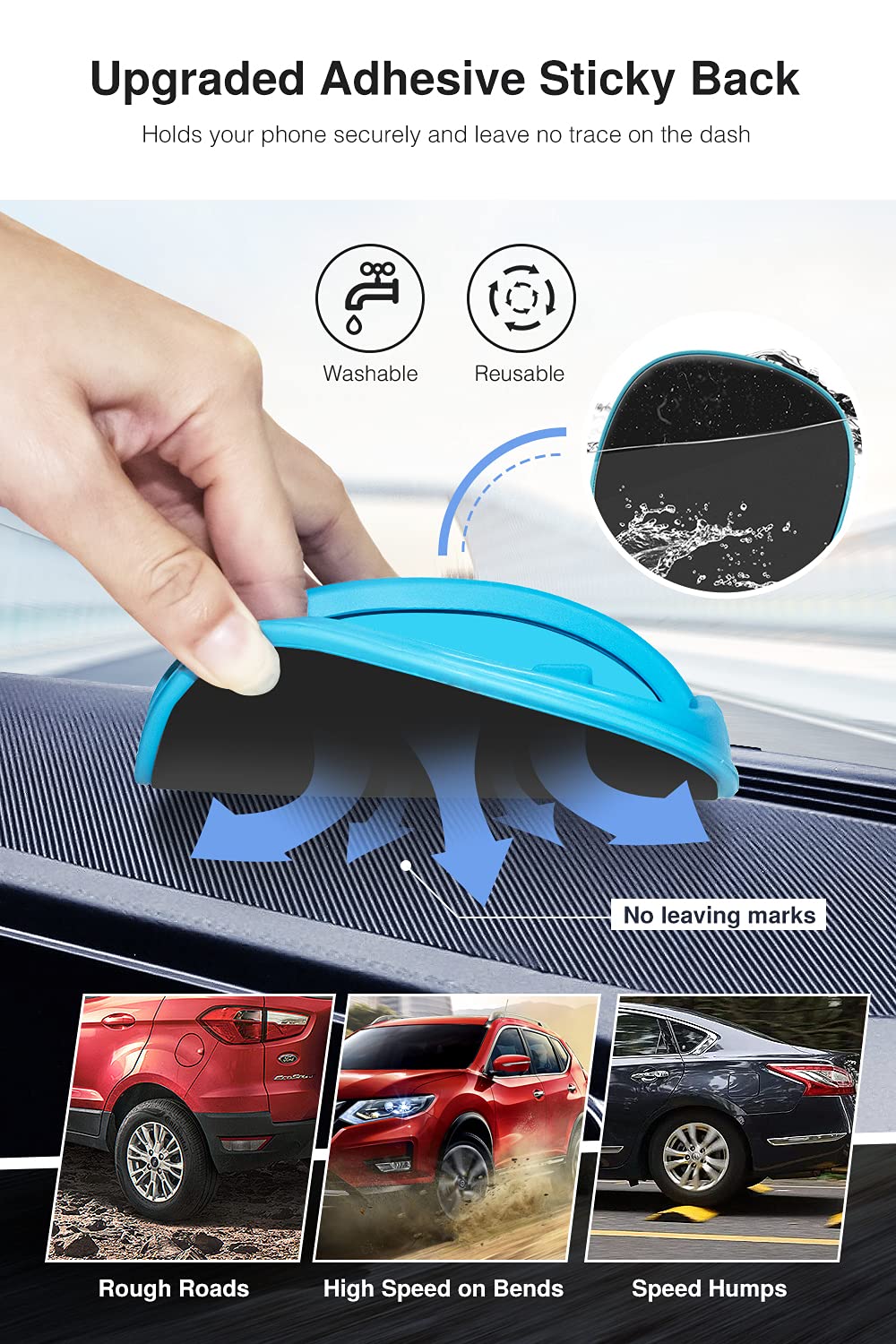 Premium Non-Slip Silicone Car Phone Holder & Dashboard Mat - Universal Phone Mount Compatible with iPhone, Samsung, Android Smartphones & GPS Devices (Blue) - Perfect for Safe Driving & Office Desk Use