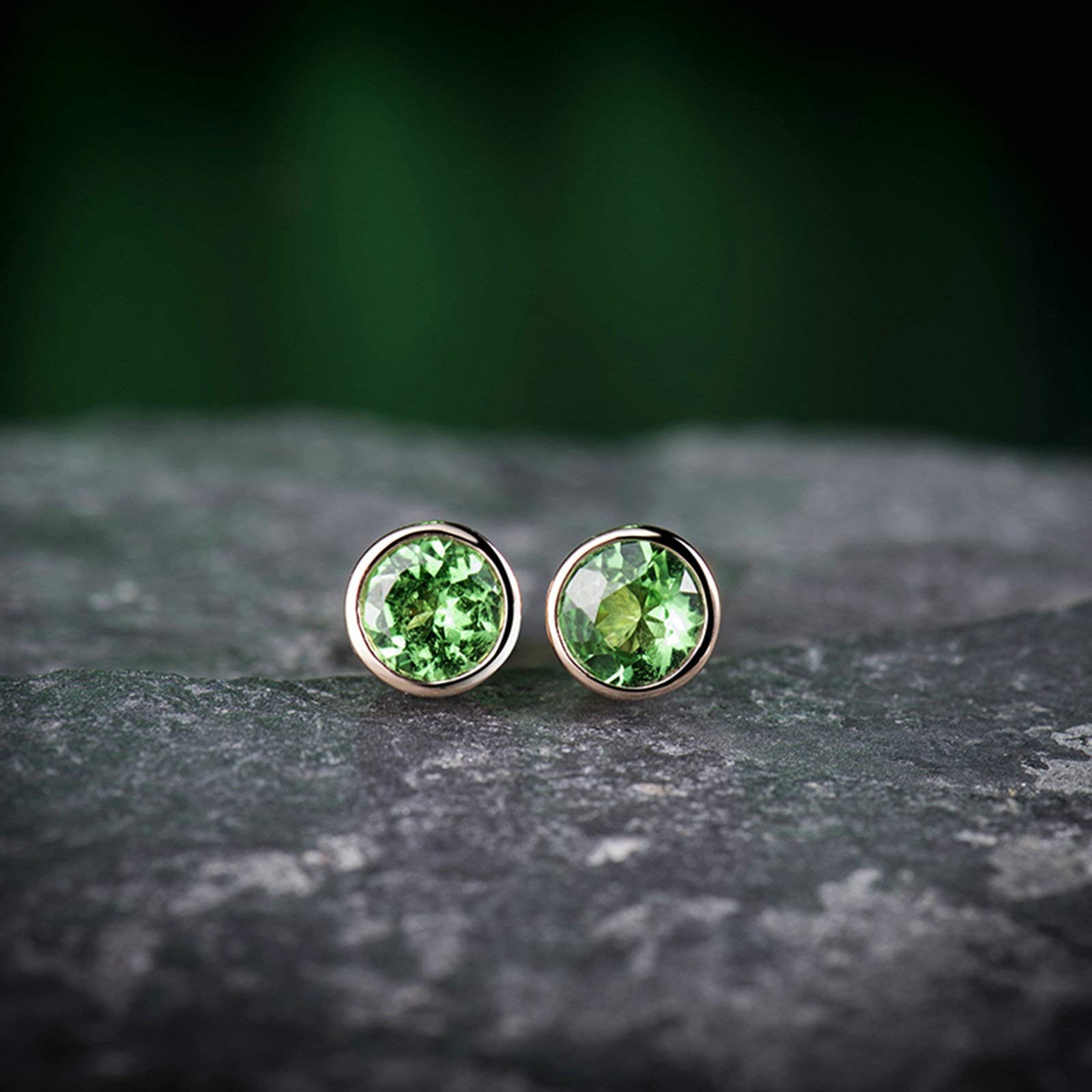 18ct Rose Gold Earrings for Women - 0.95ct Round Tsavorite Stud Earrings | Elegant Jewelry Gift for Birthday, Anniversary & Special Occasions