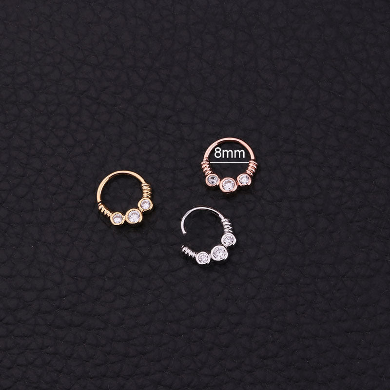 18K Rose Gold Indian Nose Ring Hoop Septum Clicker Jewelry - ER8510 | Elegant Body Piercing for Women, Perfect for Parties, Weddings & Festivals