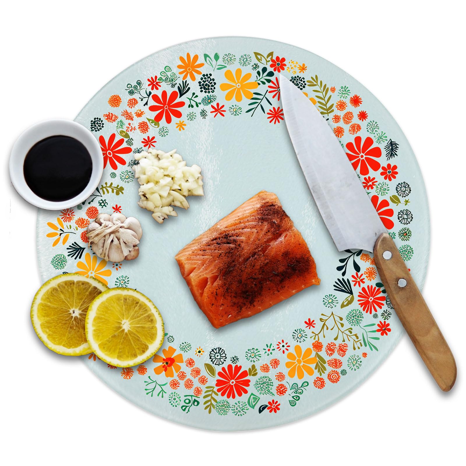 11.8 Inch Sublimation Cutting Board Blanks - Round Tempered Glass Anti-Slip Cutting Boards with White Coating (20pcs) - Perfect for DIY Crafts, Sublimation Printing, and Kitchen Use