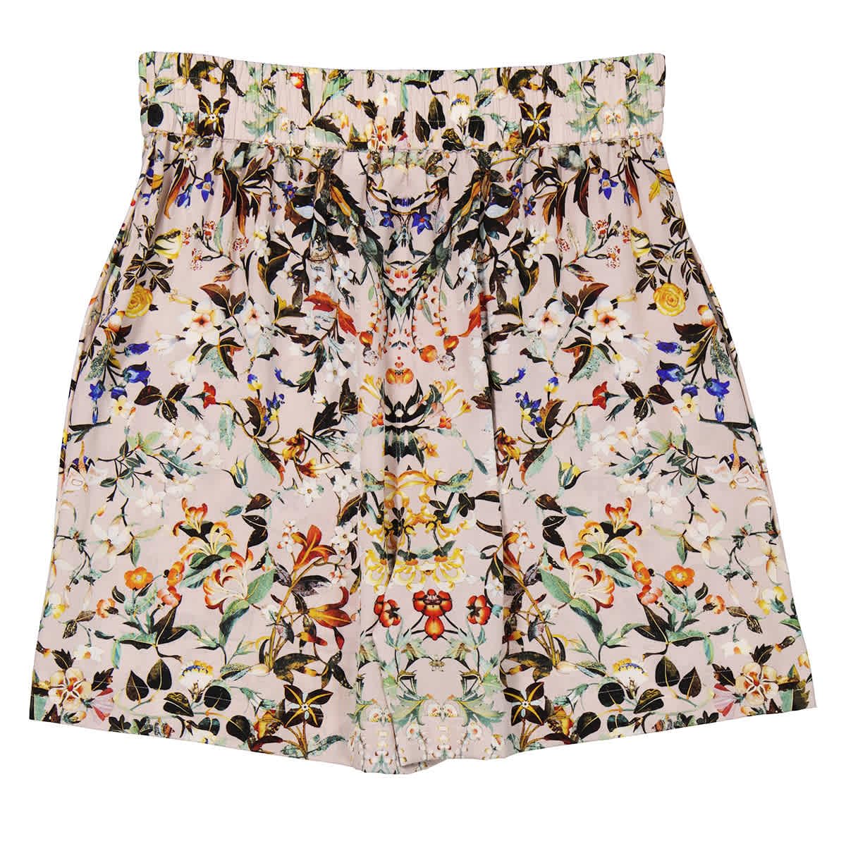 BURBERRY Women's Floral Print Silk Shorts - Size 6 (US 4) | Luxury Summer Shorts for Casual Wear, Beach & Vacation Outfits