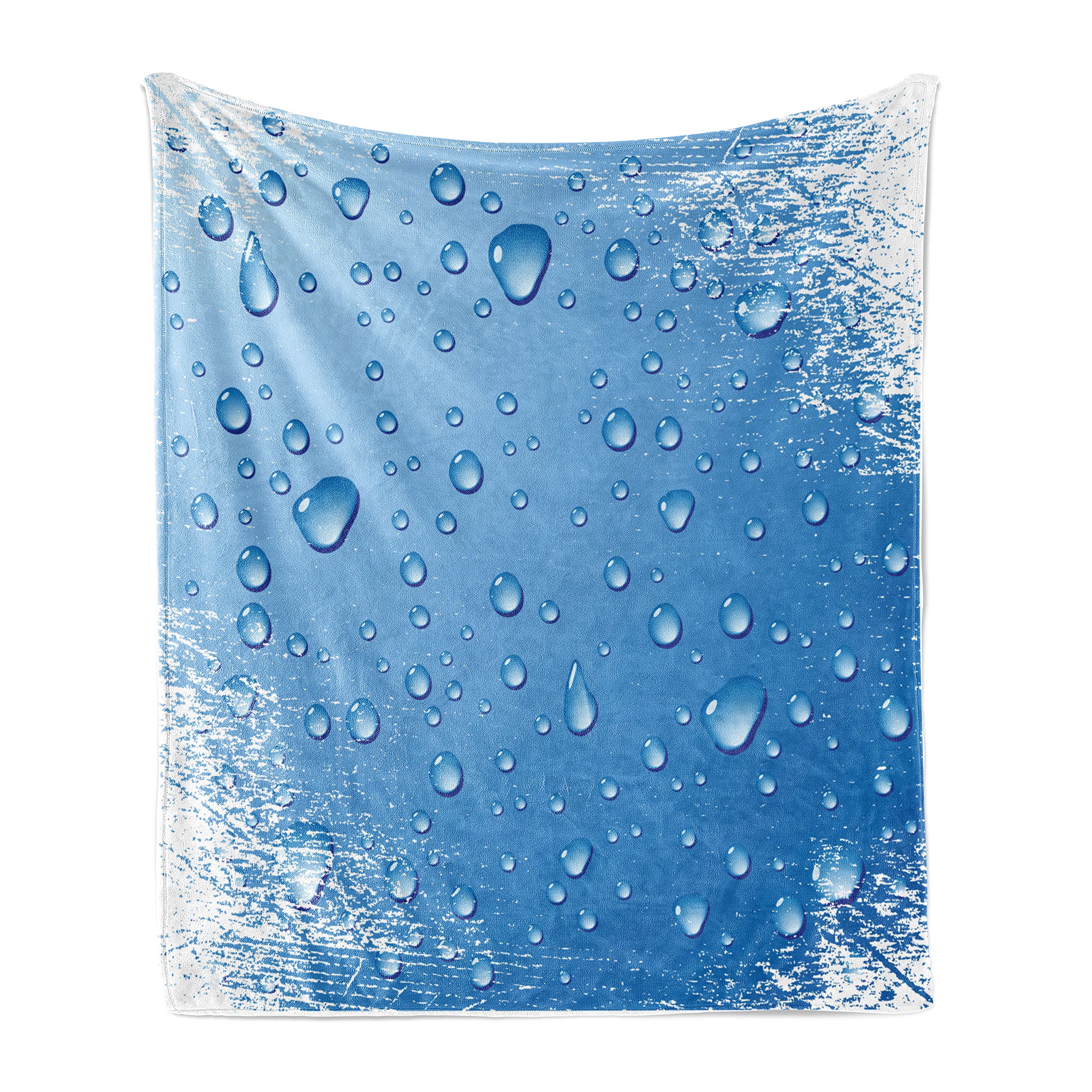 Ambesonne Grunge Throw Blanket - Blue & White Water Drop Design, 60x80 Inch Soft Flannel Fleece Blanket for Couch, Bed & Sofa - Cozy Home Decor, Perfect for Living Room, Dorm & Gift Giving