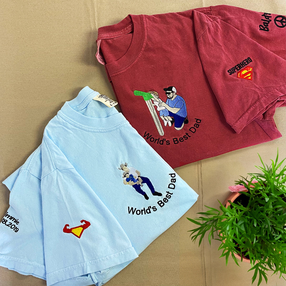 Comfort Color® Custom Embroidered World's Best Dad T-Shirt - Soft Cotton Casual Wear for Father's Day Gifts & Family Events