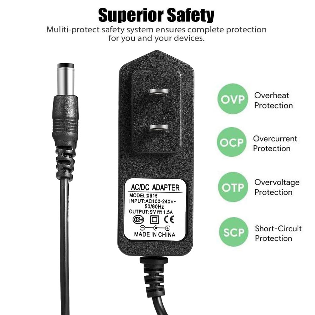9V Replacement Charger for Hurricane Spin Scrubber Brush - Compatible with HSS1, HSSI & JF-DY085030 Models - Fast Charging for TeleBrands Corp Turbo Scrubber - Perfect for Deep Cleaning Bathrooms, Tiles, and Kitchen Surfaces