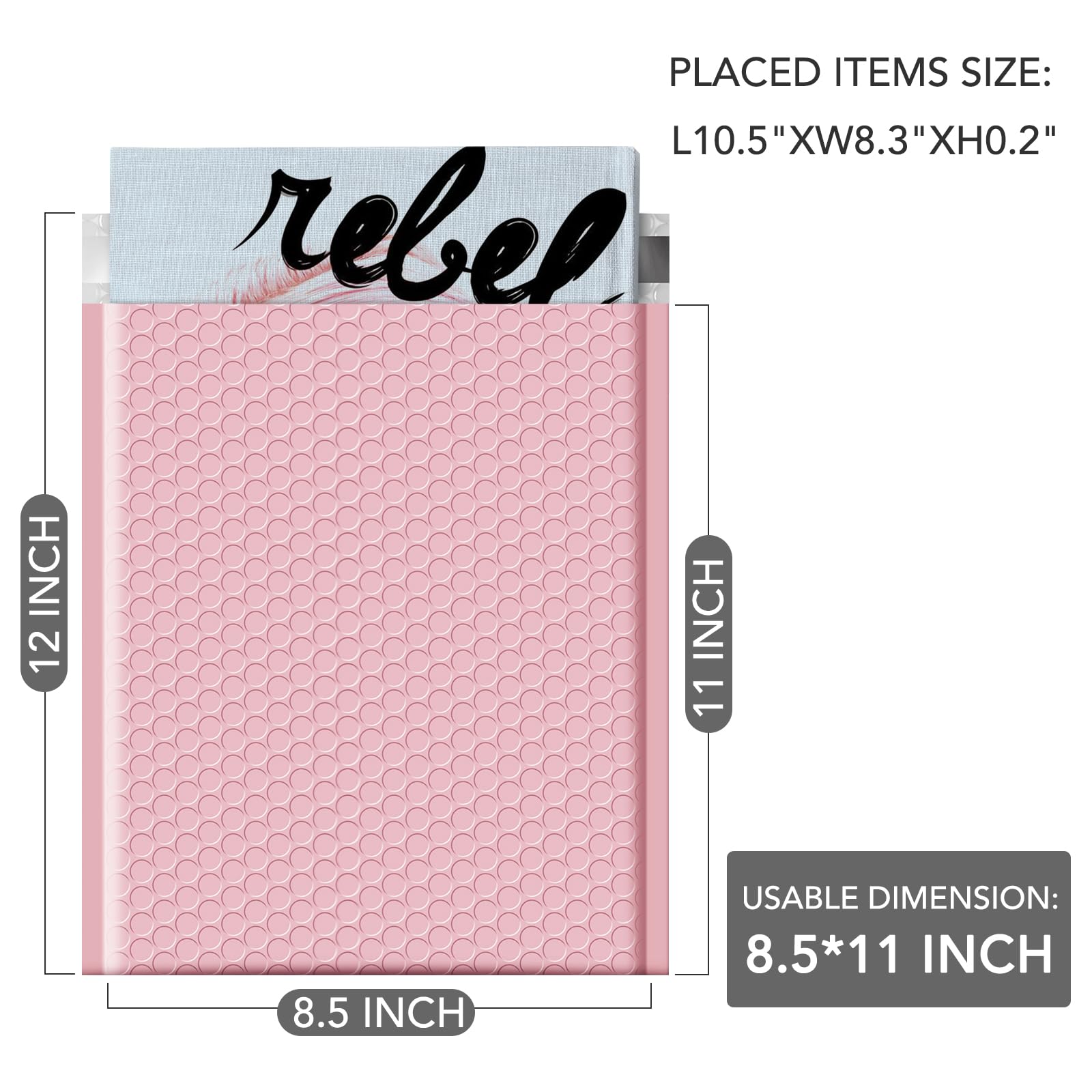 GSSUSA 8.5x12 Inch Light Pink Bubble Mailers - 250 Pack Large Padded Envelopes with Strong Adhesive & Self-Seal Closure | Perfect for Shipping Clothes, Magazines, Books, Jewelry & Ecommerce Packages