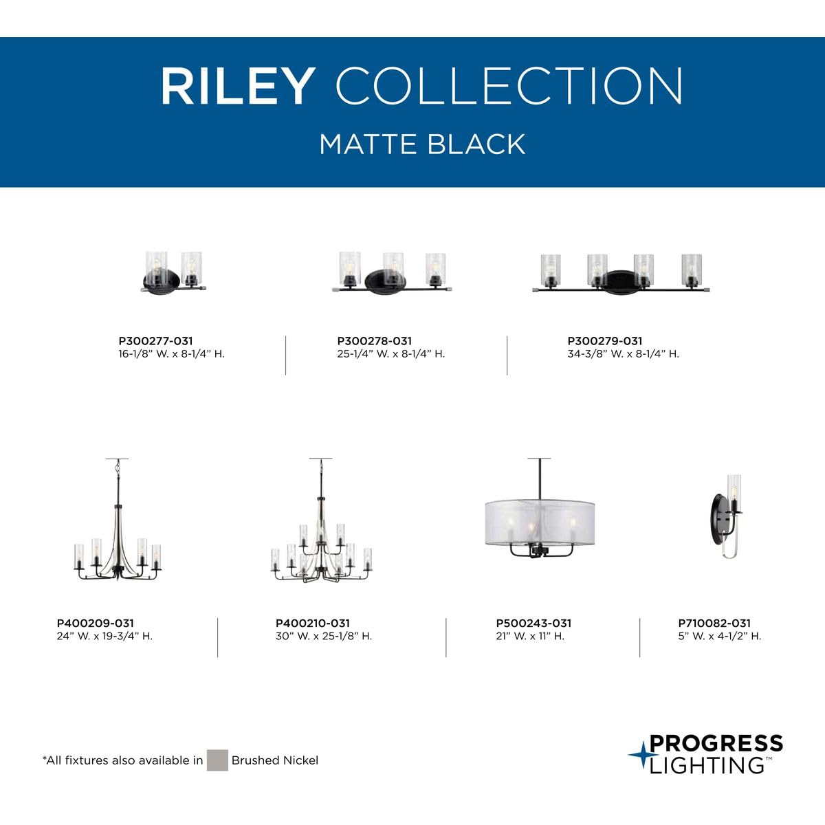 Progress Lighting Riley Collection 5-Light Clear Glass Traditional Chandelier in Matte Black - Perfect for Dining Room, Foyer & Bedroom Lighting