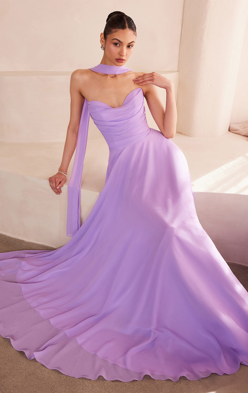 Ella Gown - A-Line Strapless Chiffon Wedding Dress for Brides | Perfect for Beach Weddings, Evening Galas & Formal Events
