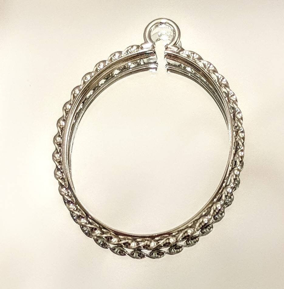 Sterling Silver or Gold Filled Oval Rope Bezel Dangle Earring Settings - 25x18mm & 30x25mm Sizes - Cinch Mount for Secure Gemstone Setting - Perfect for Hoop Charms and Faceted Cabochons (Style 263 052) - Ideal for Jewelry Making, DIY Crafts, and Gift Giving