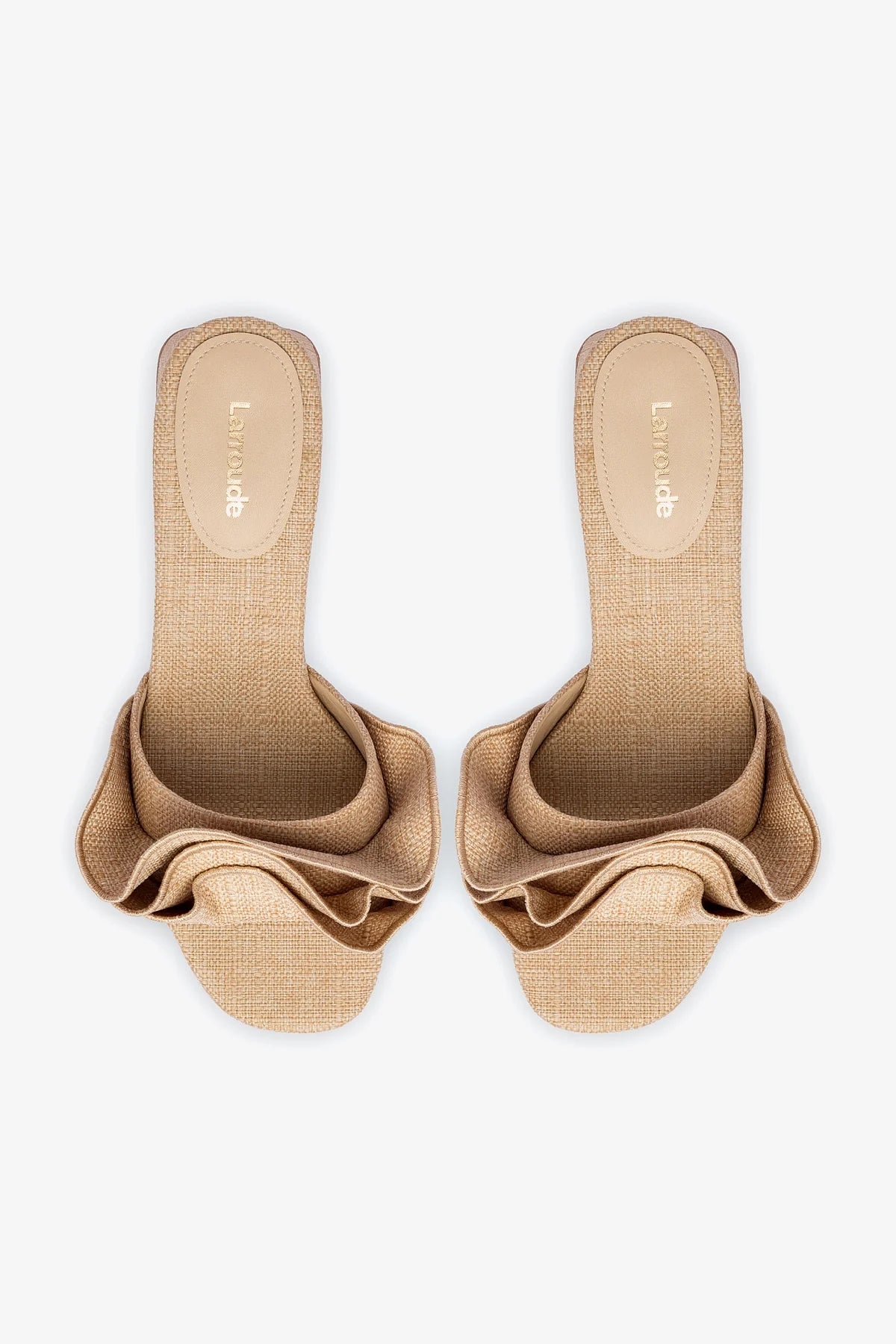 Brigitte Ruffle Mule Sandals - Beige Raffia Slides for Women | Comfortable Summer Shoes for Beach, Pool & Casual Outfits