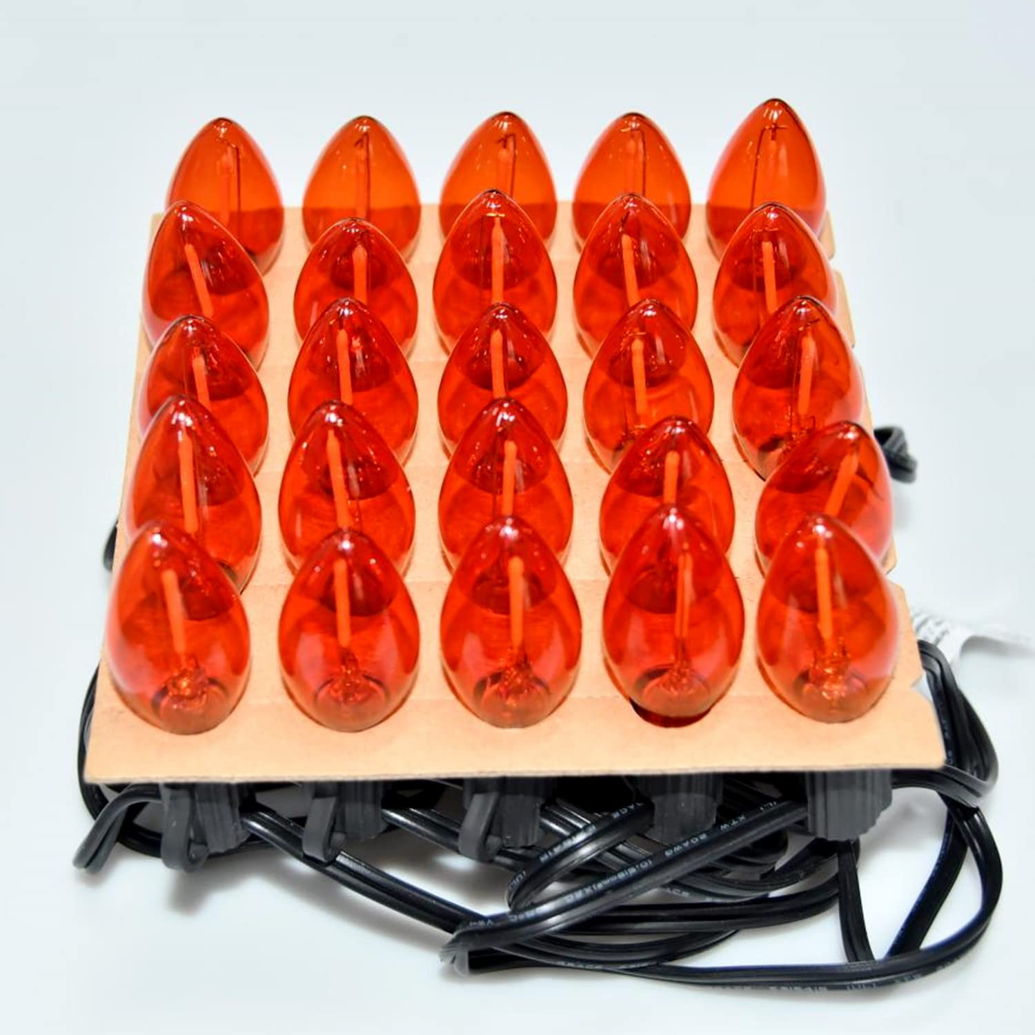 SOTOPOO C7 Orange LED String Lights - 25FT Halloween Party Lights with 25 LED Bulbs (Includes 2 Spare Bulbs) | Indoor Outdoor Waterproof Decor for Home, Yard, Camping, Christmas & Halloween Celebrations