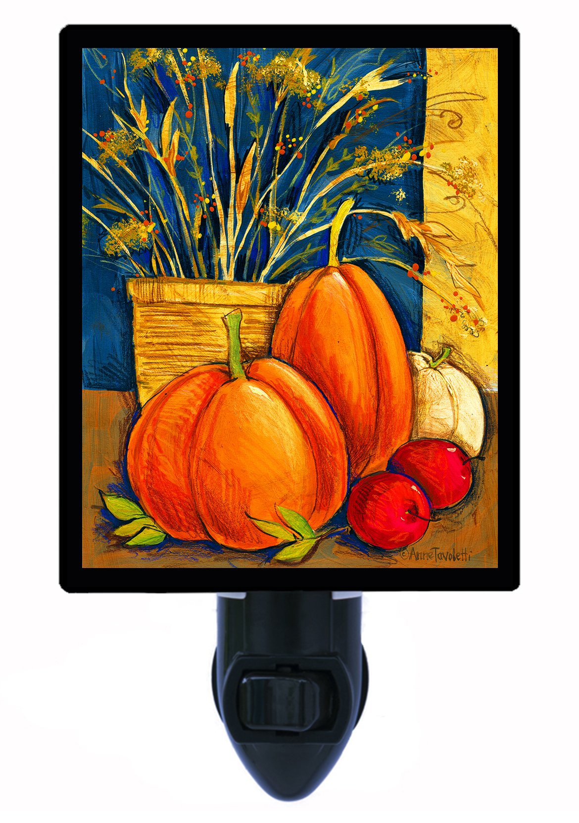 Autumn Pumpkin LED Night Light with Straw Basket - Cozy Fall Decor for Bedroom, Living Room, and Nursery