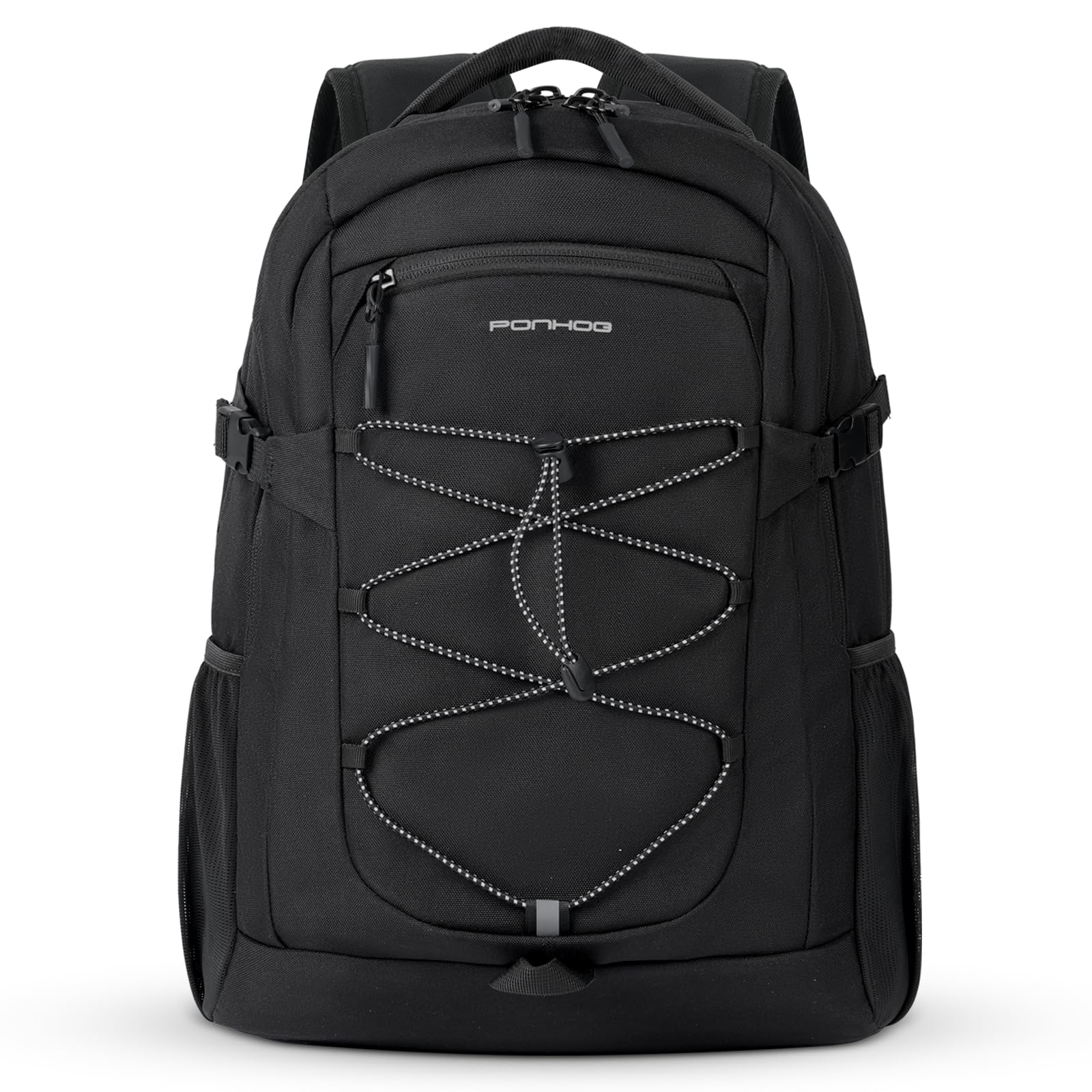17.3 Inch Water Resistant Travel Laptop Backpack - Lightweight Carry On Computer Bag for Men & Women - Perfect for Hiking, College, Daily Commute & Business Trips (Black)