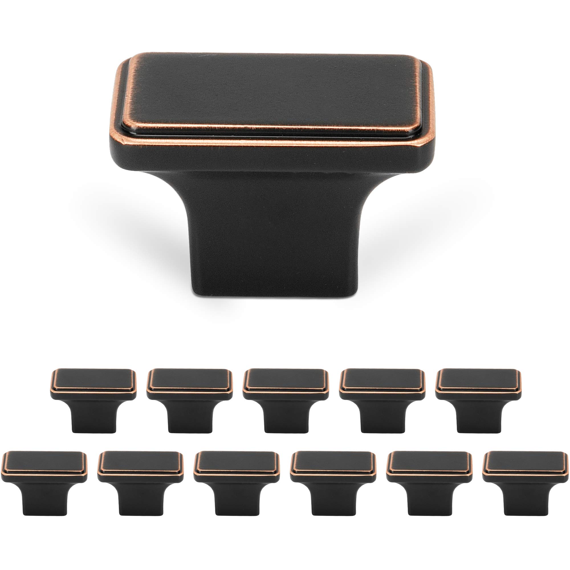 WELLOCKS 12 Pack Black Cabinet Knobs - Heavy Duty Solid Rectangle Drawer Pulls for Kitchen, Bathroom, Office & Dresser - DIY Cabinet Hardware for Cupboards, Wardrobes & Furniture (D124) - Perfect for Home Renovation & Cabinet Upgrading