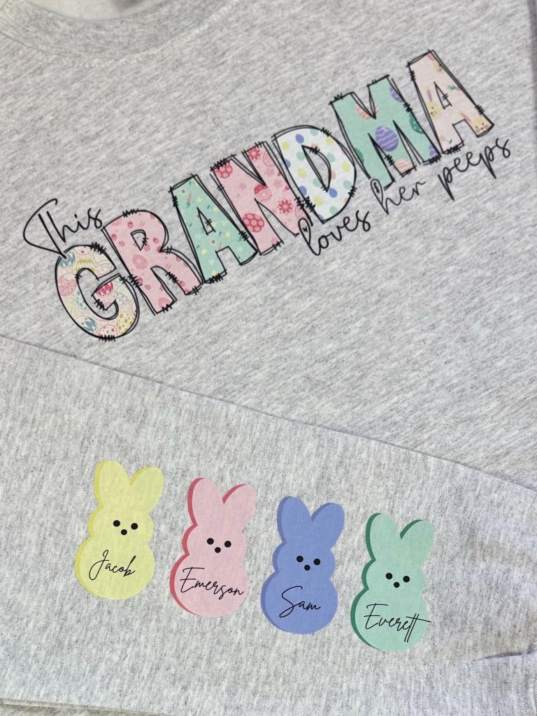 Custom 'Loves Her Peeps' Graphic Sweatshirt - Cute & Comfortable Pullover for Women - Perfect for Casual Wear, Gifts & Easter Celebrations