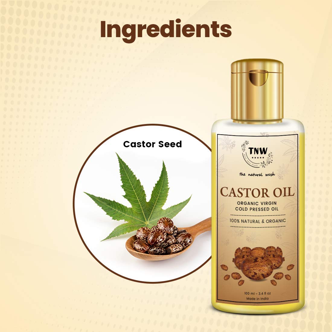 100% Pure Castor Oil & Virgin Coconut Oil Combo for Hair Growth, Skin Care, Eyelashes & Nails - 100ml Each | Natural Hair Treatment & Moisturizer for Dry Scalp, Face & Body | Perfect for DIY Beauty Recipes & Daily Nourishment