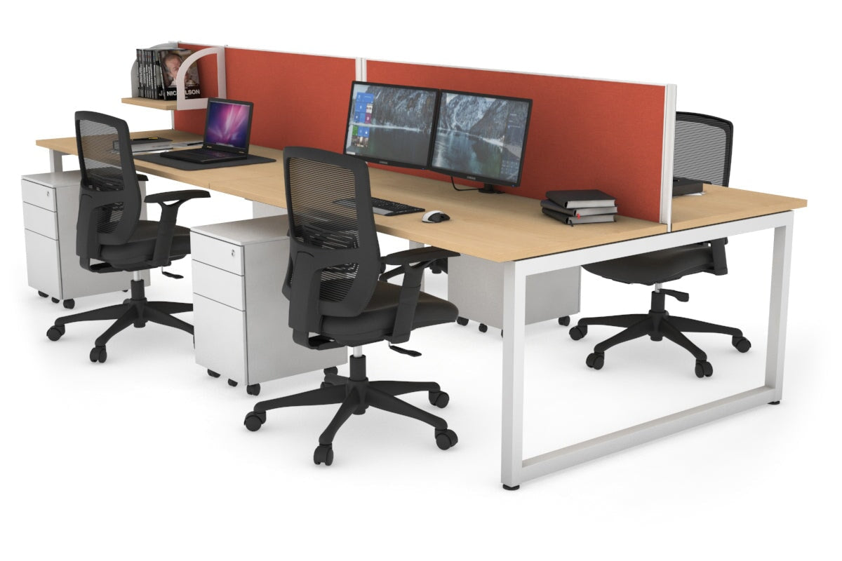 Quadro Loop Legs 4 Person Office Workstation Desk - 1800L x 700W - Modern Collaborative Workspace Solution for Team Projects & Office Meetings