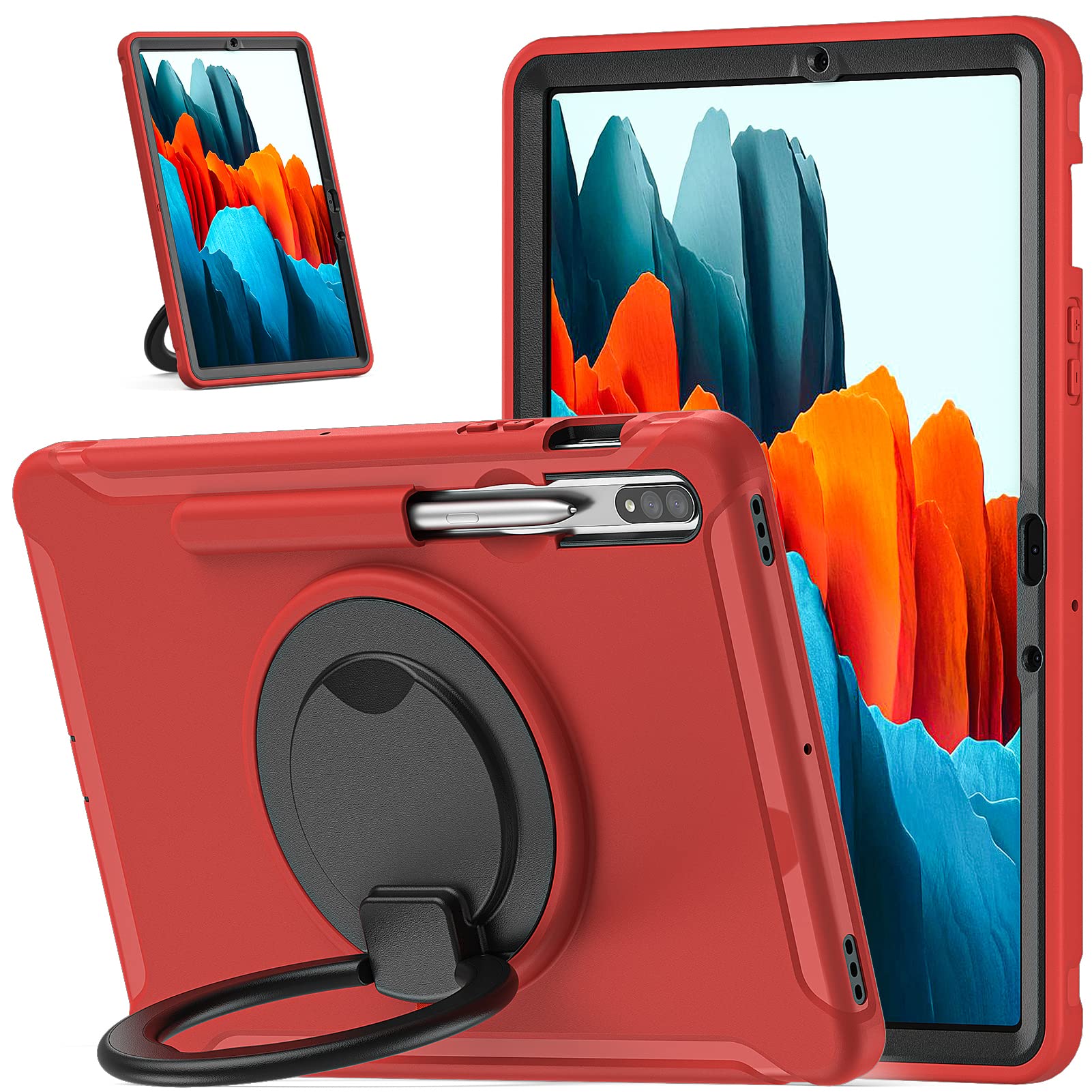 ORIbox Defender Case for Samsung Galaxy Tab S8/S7 11 Inch - Shockproof Full Body Protection Cover with 360° Ring Holder & Kickstand | Perfect for Work, Travel, and Outdoor Activities