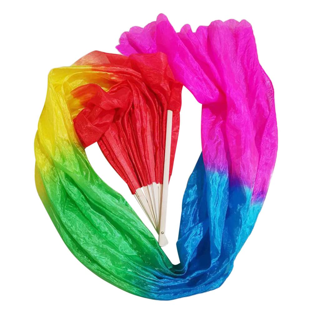 EXCEART Silk Belly Dance Fan - Foldable Chinese Yangko Fan Veils for Women, Halloween Carnival & Performance, Elegant Streamer Fans for Belly Dancing, Stage Shows & Costume Parties